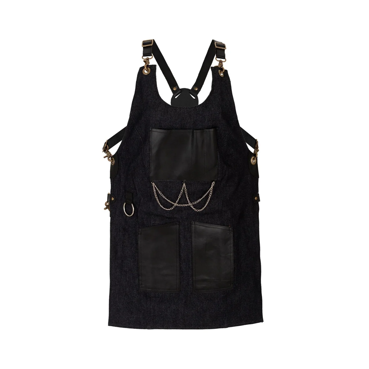 The Bedfordshire New Style Black Denim Canvas and Leather Apron - Image 3