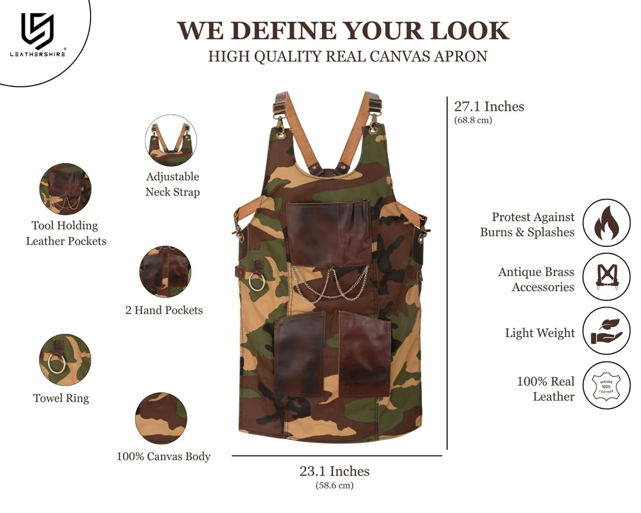 The Bedfordshire Cmaouflage Ladies Canvas Apron - Image 2