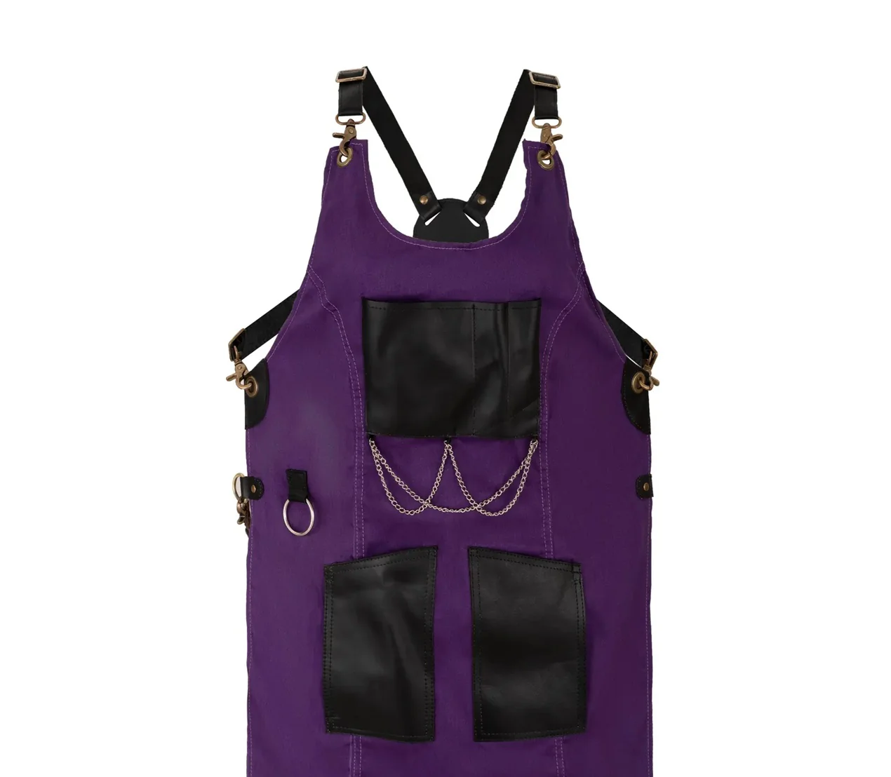 The Bedfordshire New Style Purple Canvas and Leather Apron - Image 3