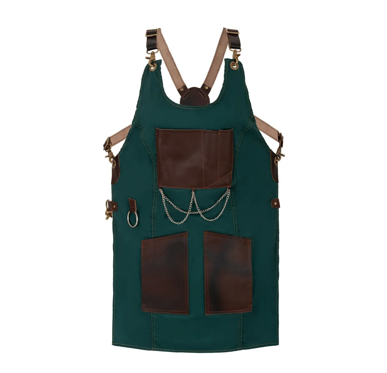 The Bedfordshire New Style Irish Green Canvas and Leather Apron