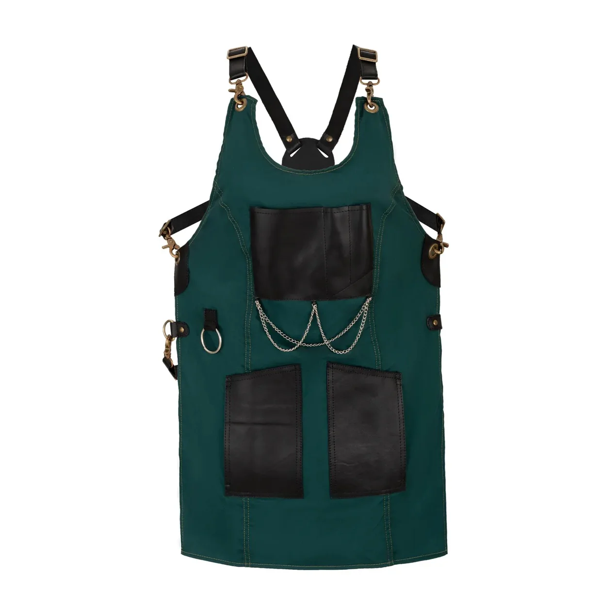 The Bedfordshire New Style Irish Green Canvas and Leather Apron - Image 3