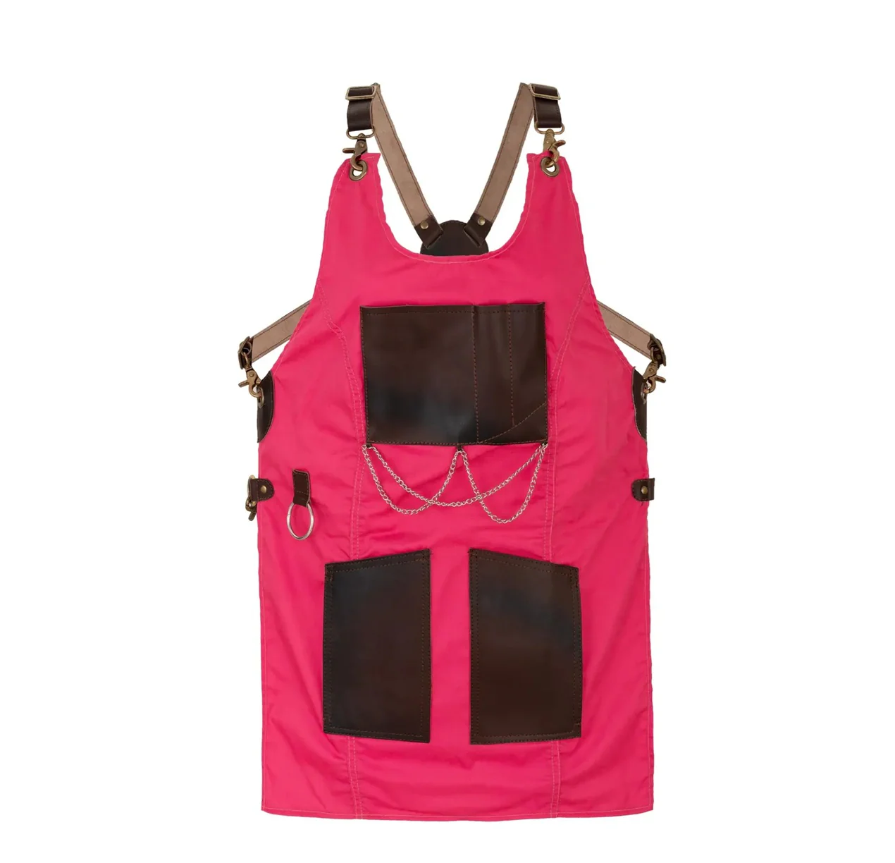 The Bedfordshire New Style Pink Canvas and Leather Apron