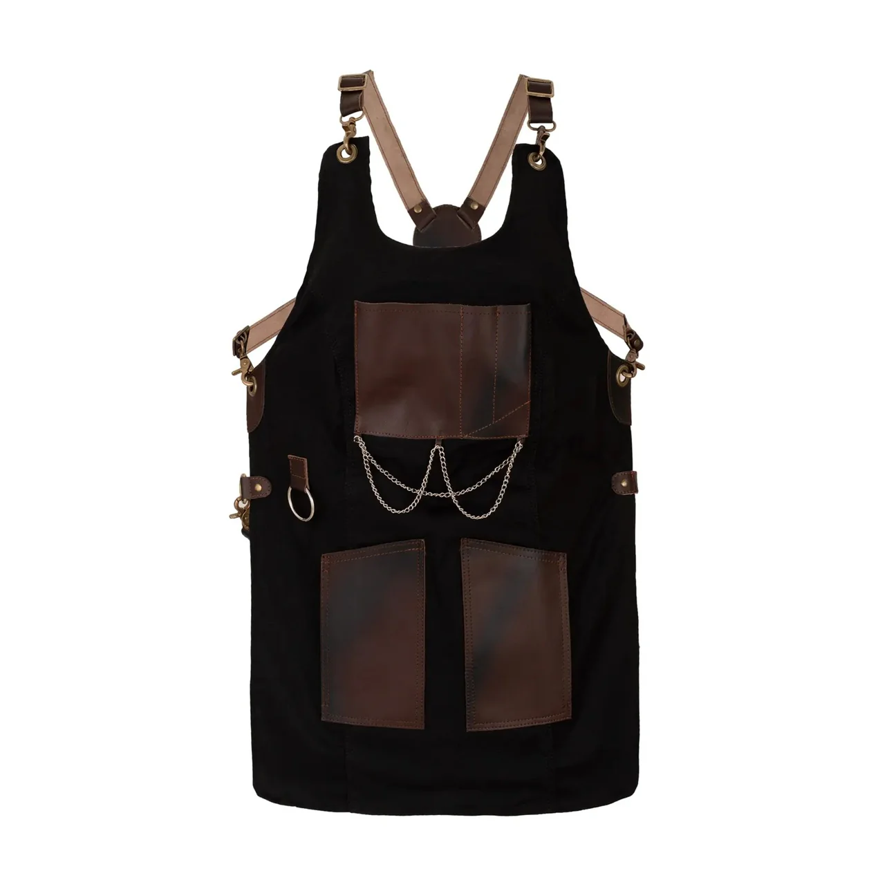 The Bedfordshire New Style Black Canvas and Leather Apron