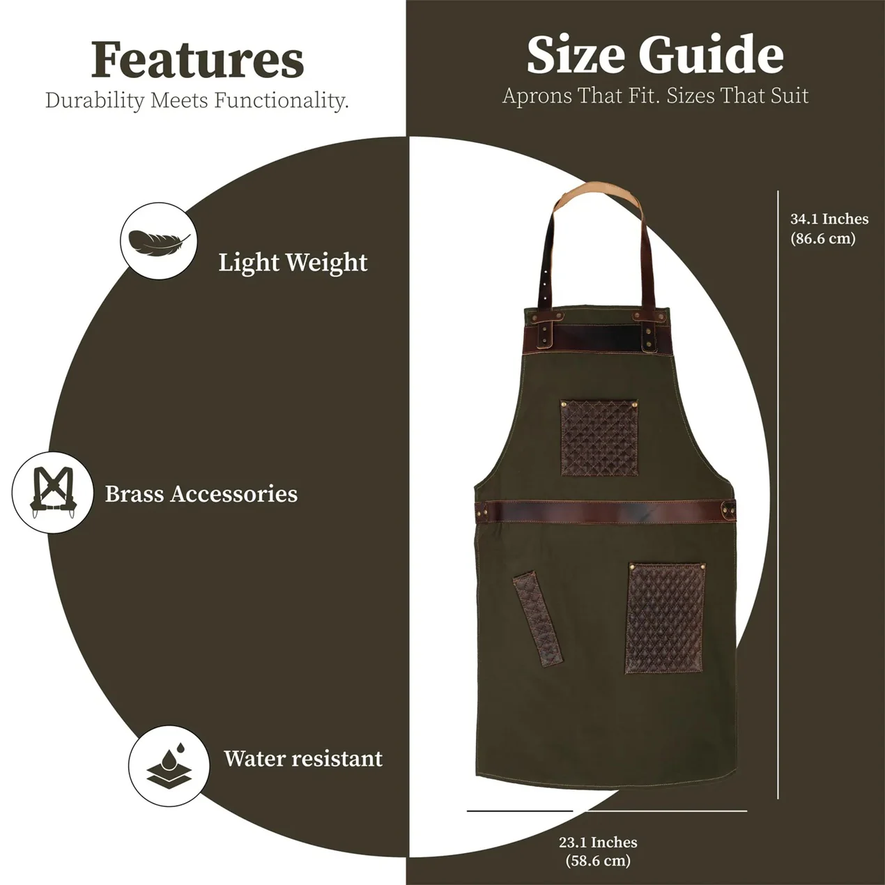 The City of London Canvas Apron with handmade stitching on Leather pockets - Image 3