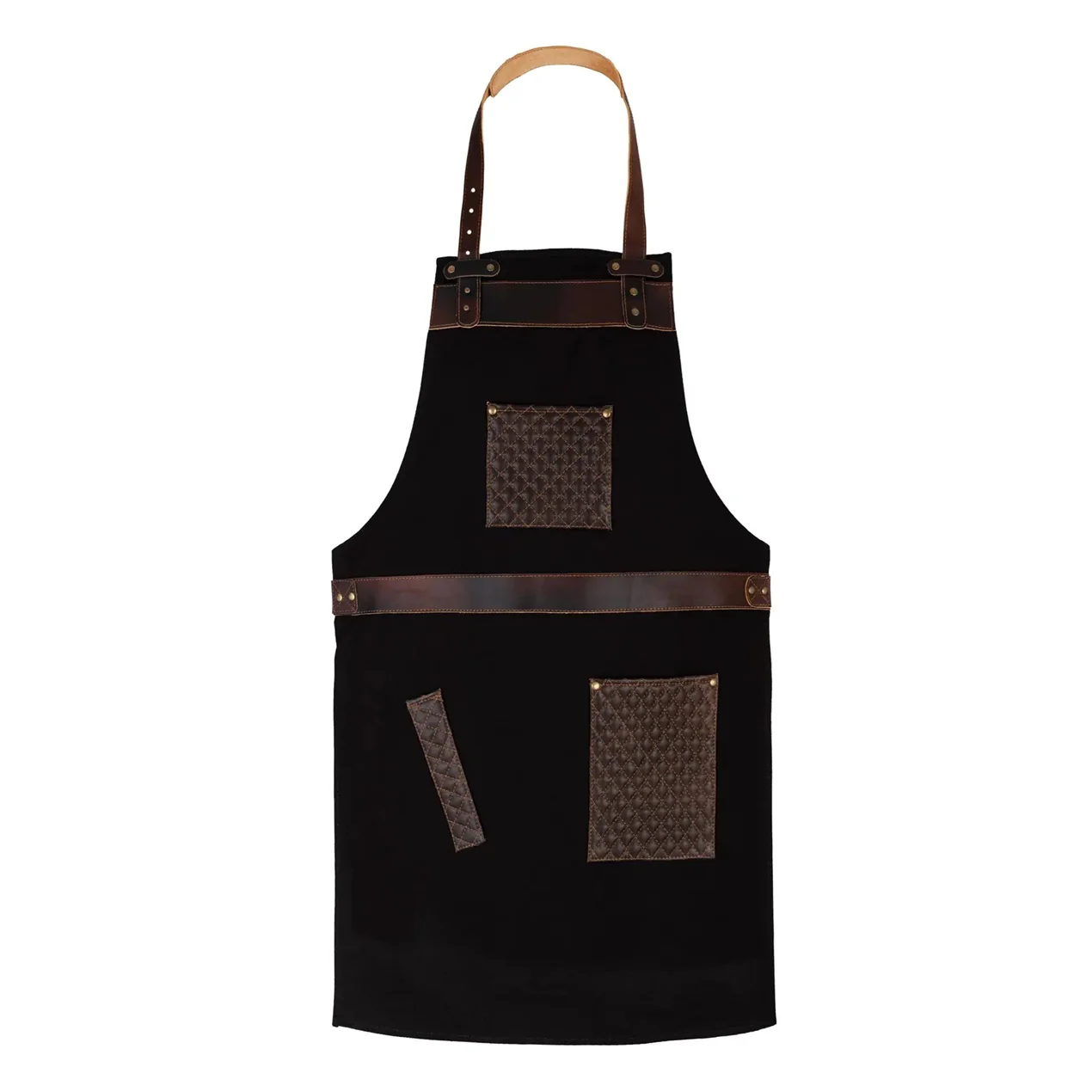 The City of London Canvas Apron with handmade stitching on Leather pockets - Image 4