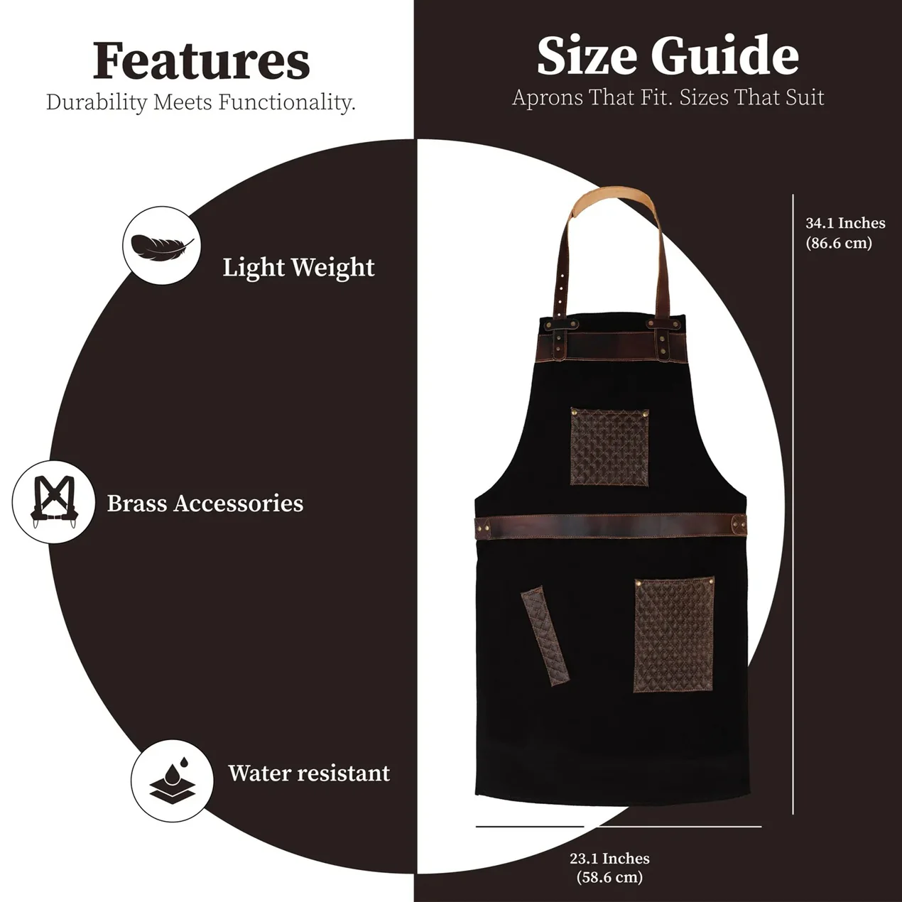 The City of London Canvas Apron with handmade stitching on Leather pockets - Image 5