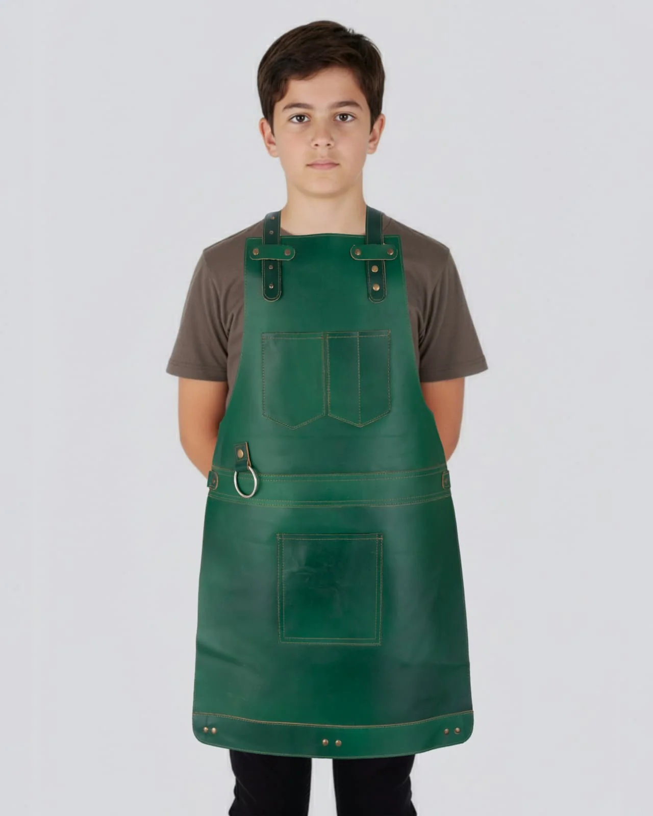 The Bristol Green Full Grain Kids Leather Apron - Image 5