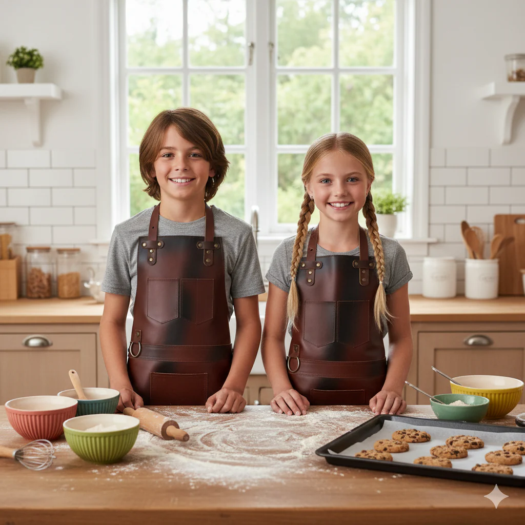 The Bristol Dark Brown Full Grain Kids Leather Apron