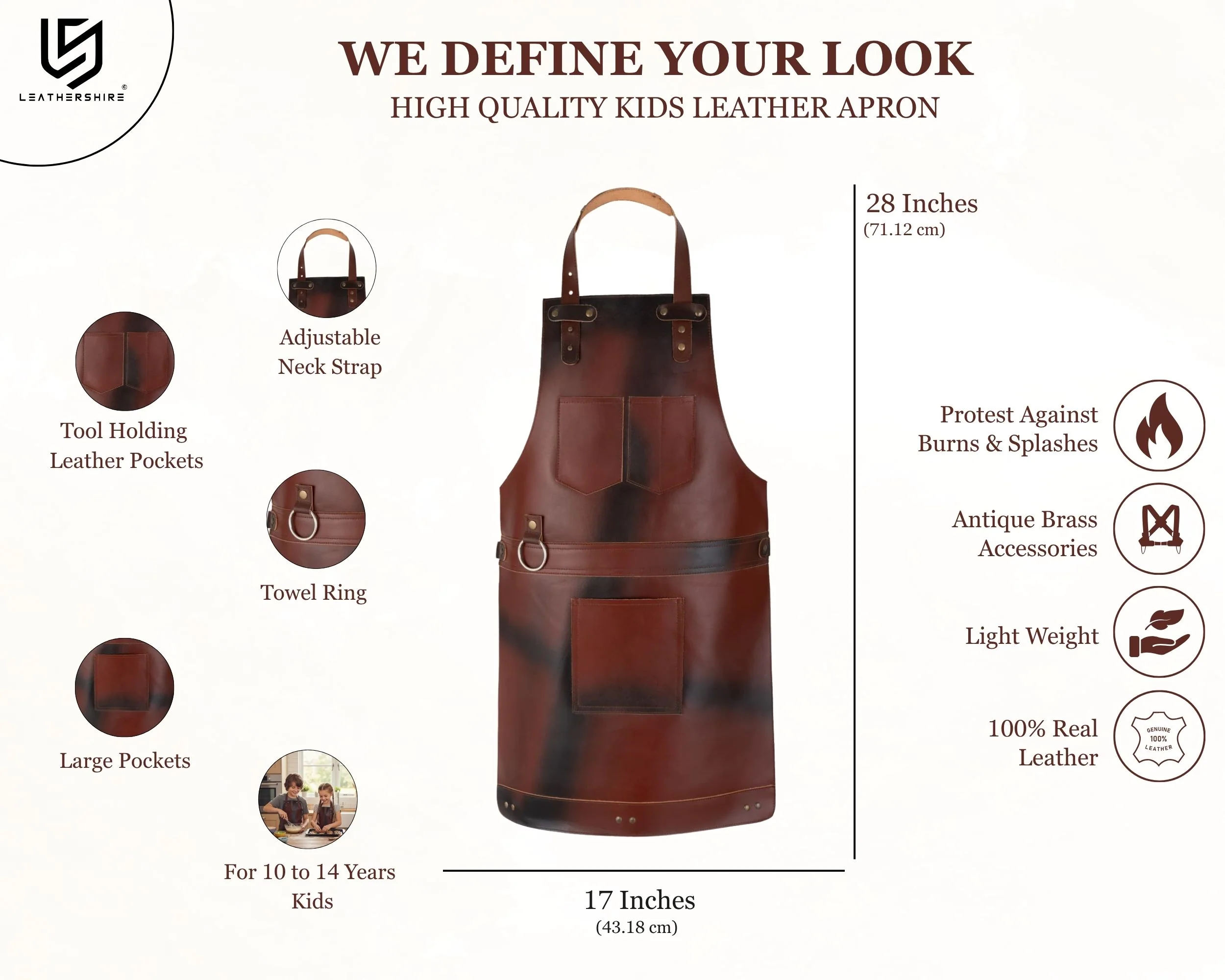 The Bristol Father & Son Dark Brown Full Grain Leather Apron - Image 7