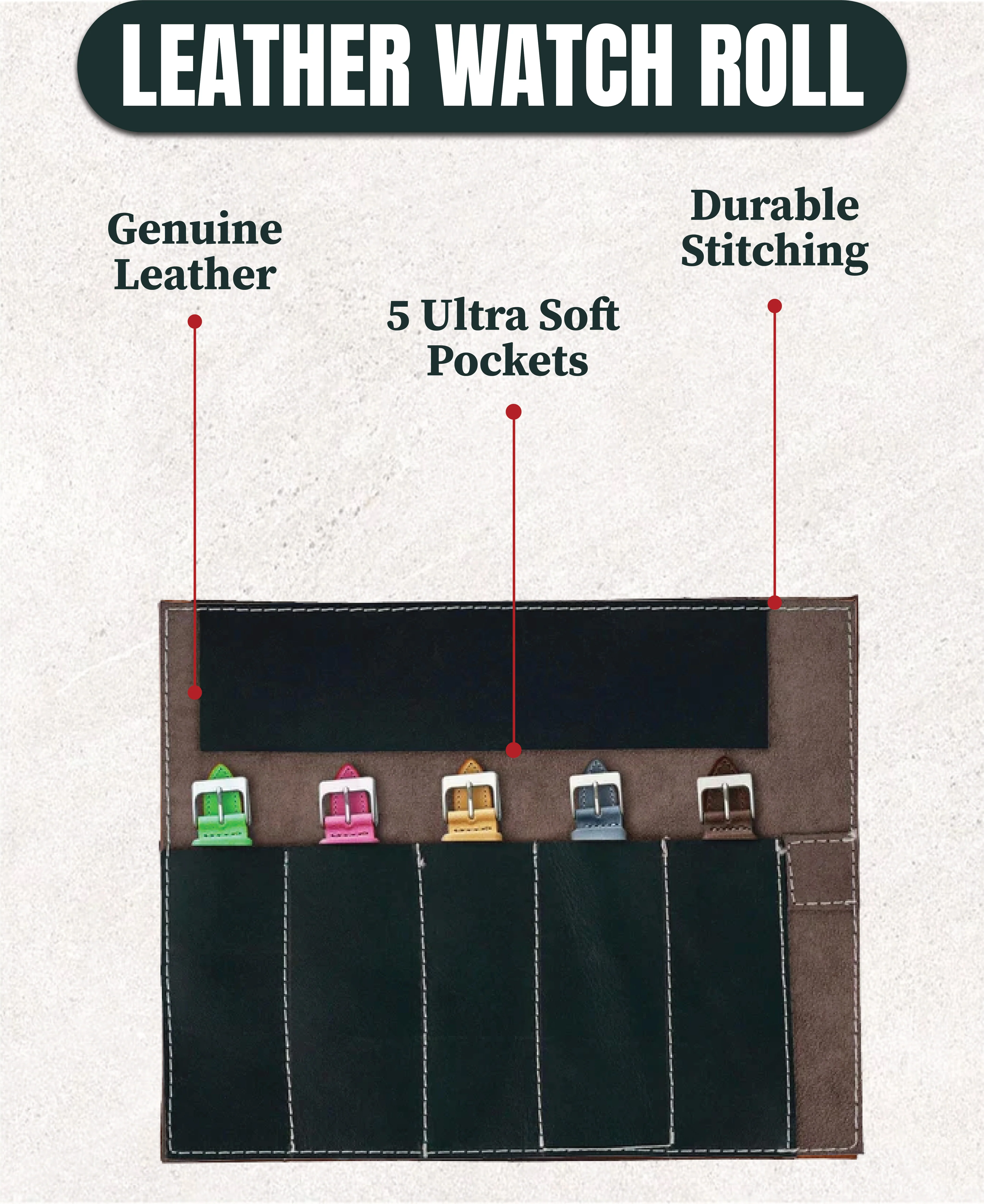 The Cambridgeshire Leather 5 watch strap cases storage case - Image 11
