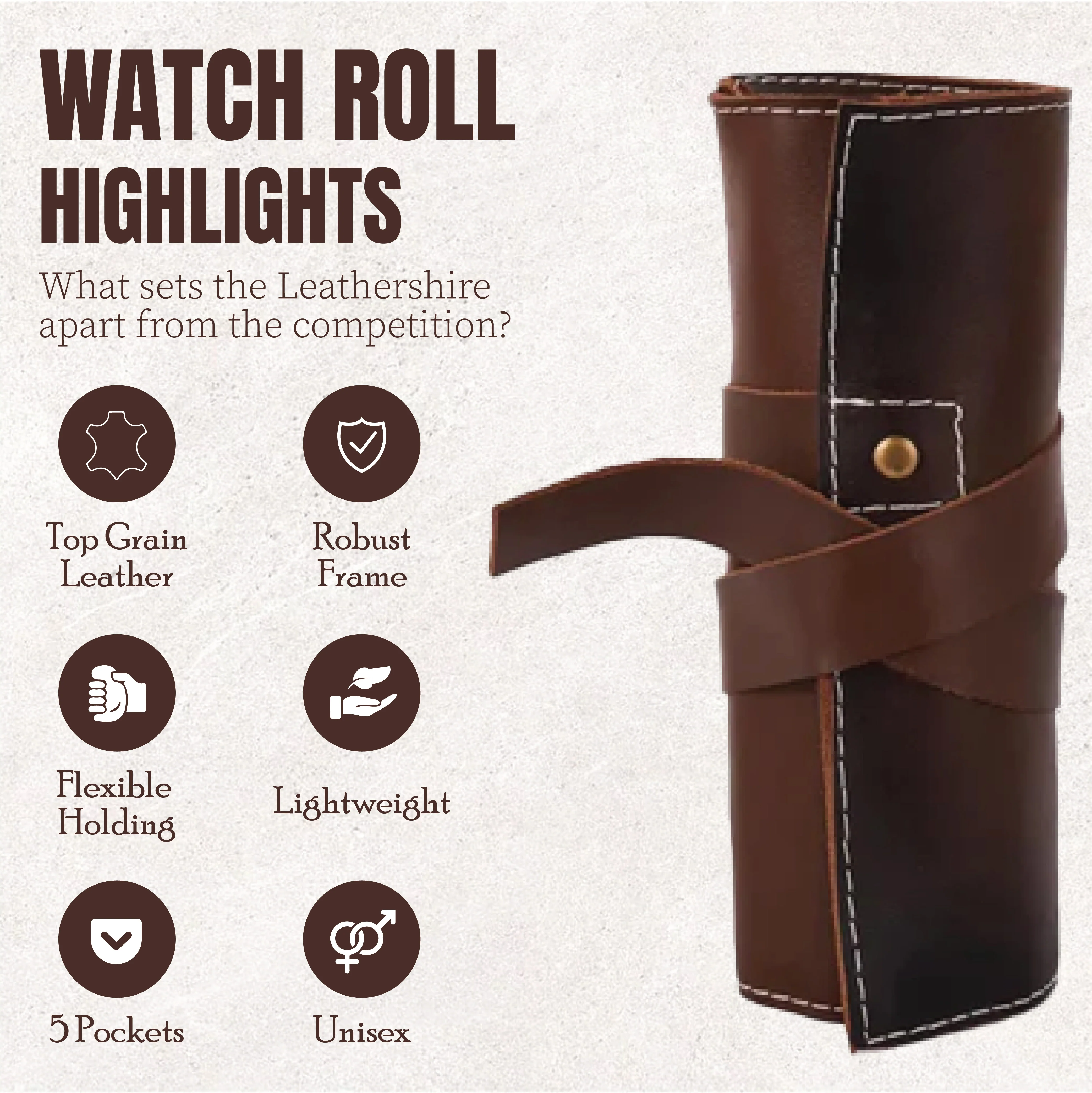 The Cambridgeshire Leather 5 watch strap cases storage case - Image 7