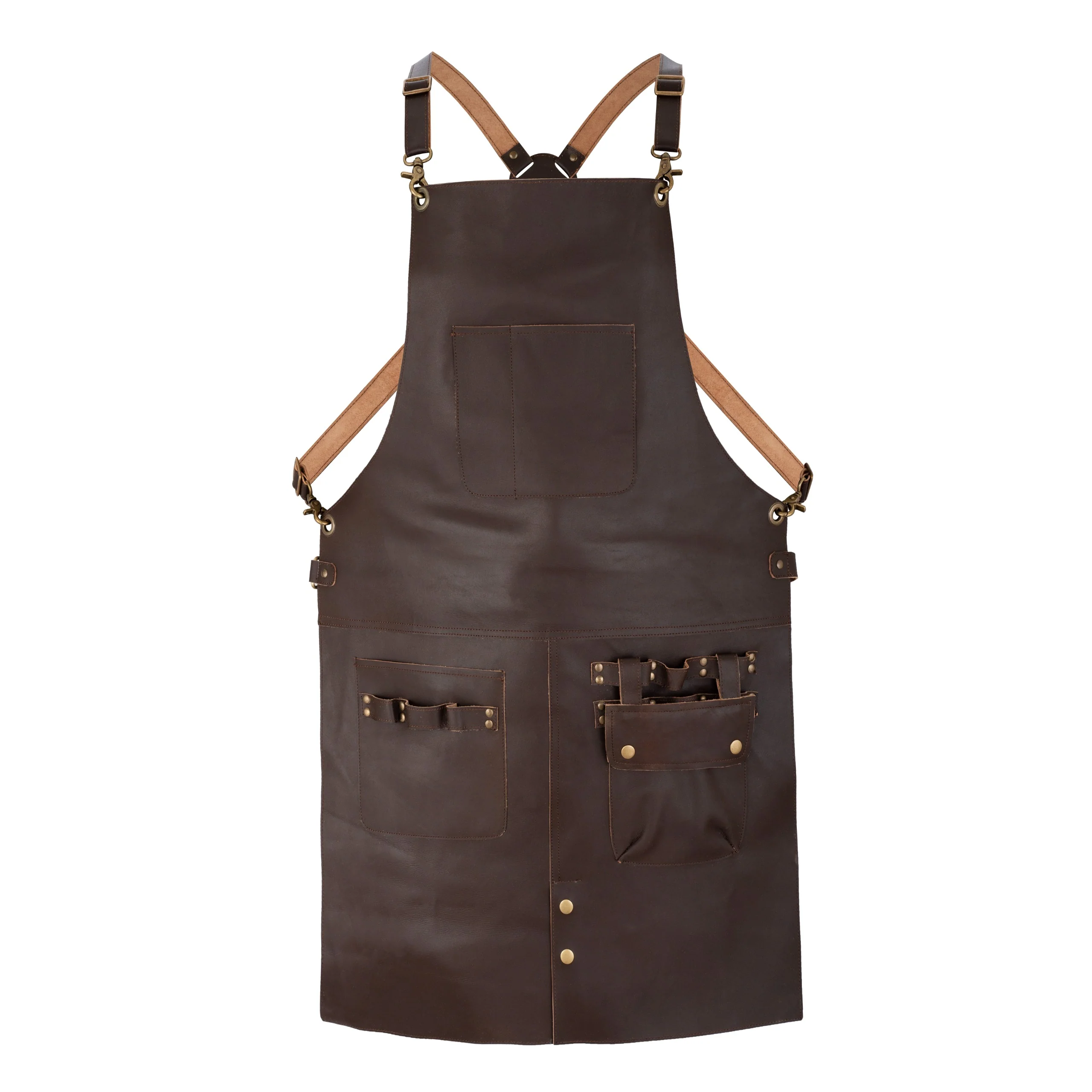 The Cambridgeshire Full Grain Leather Crossback Working Apron - Image 6