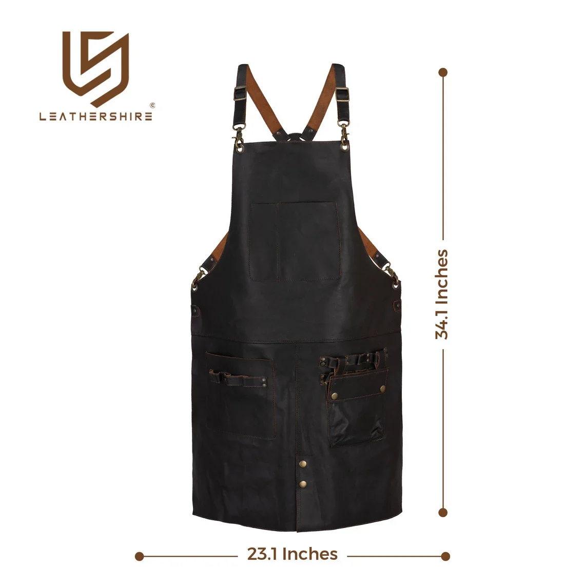 The Cambridgeshire Full Grain Leather Crossback Working Apron - Image 3