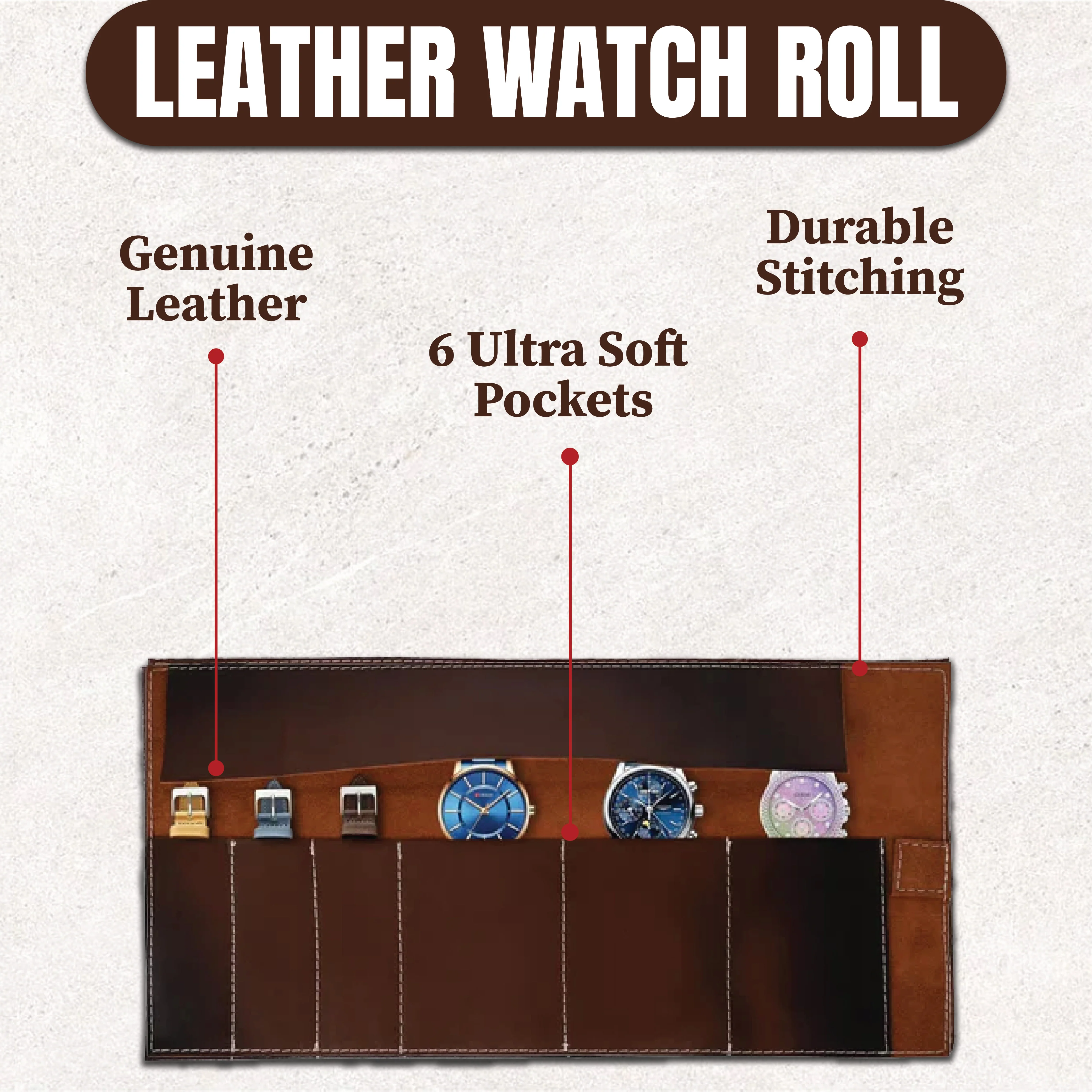 Country Durham Top Grain Leather roll for watch and strap case - Image 10