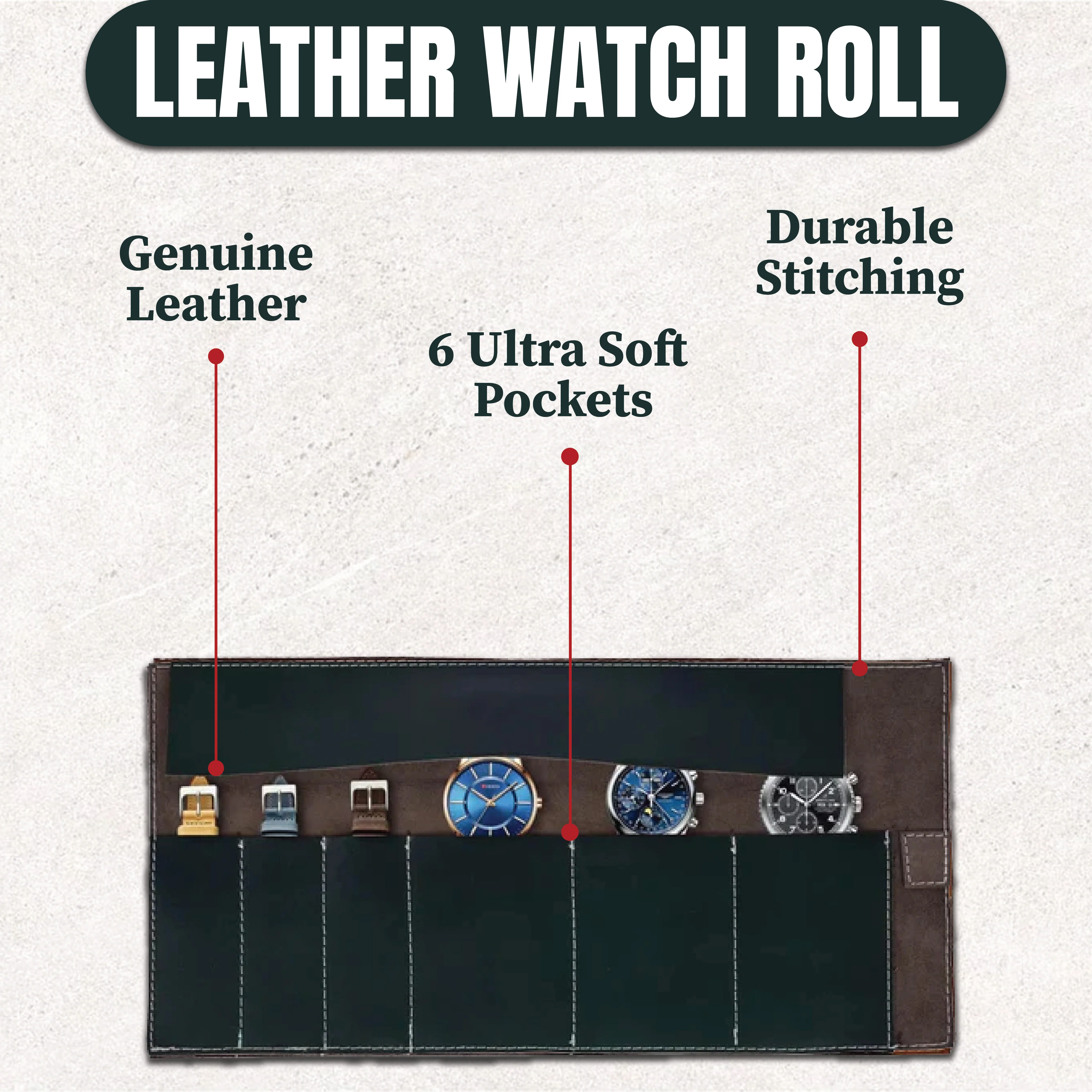 Country Durham Top Grain Leather roll for watch and strap case - Image 11