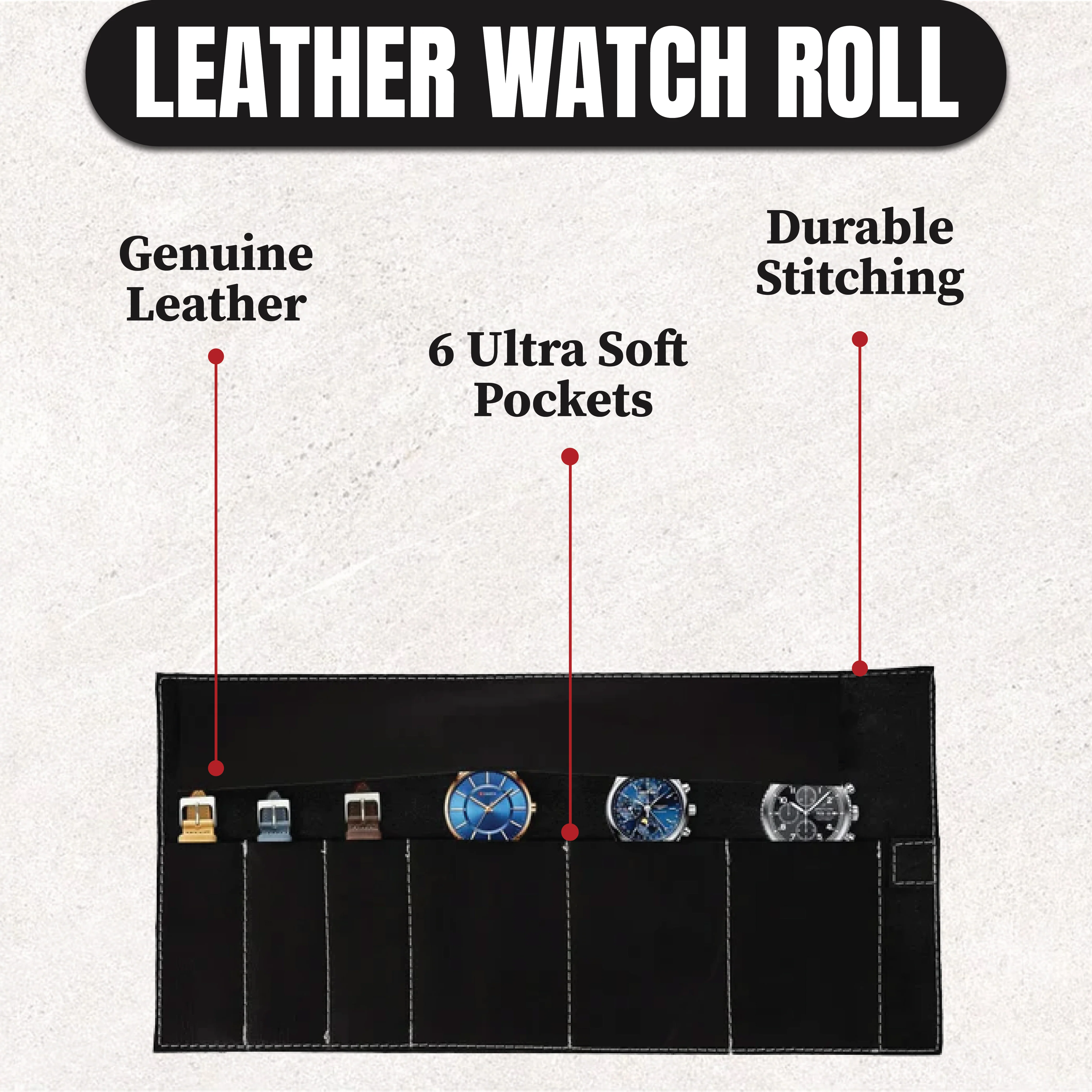 Country Durham Top Grain Leather roll for watch and strap case - Image 12