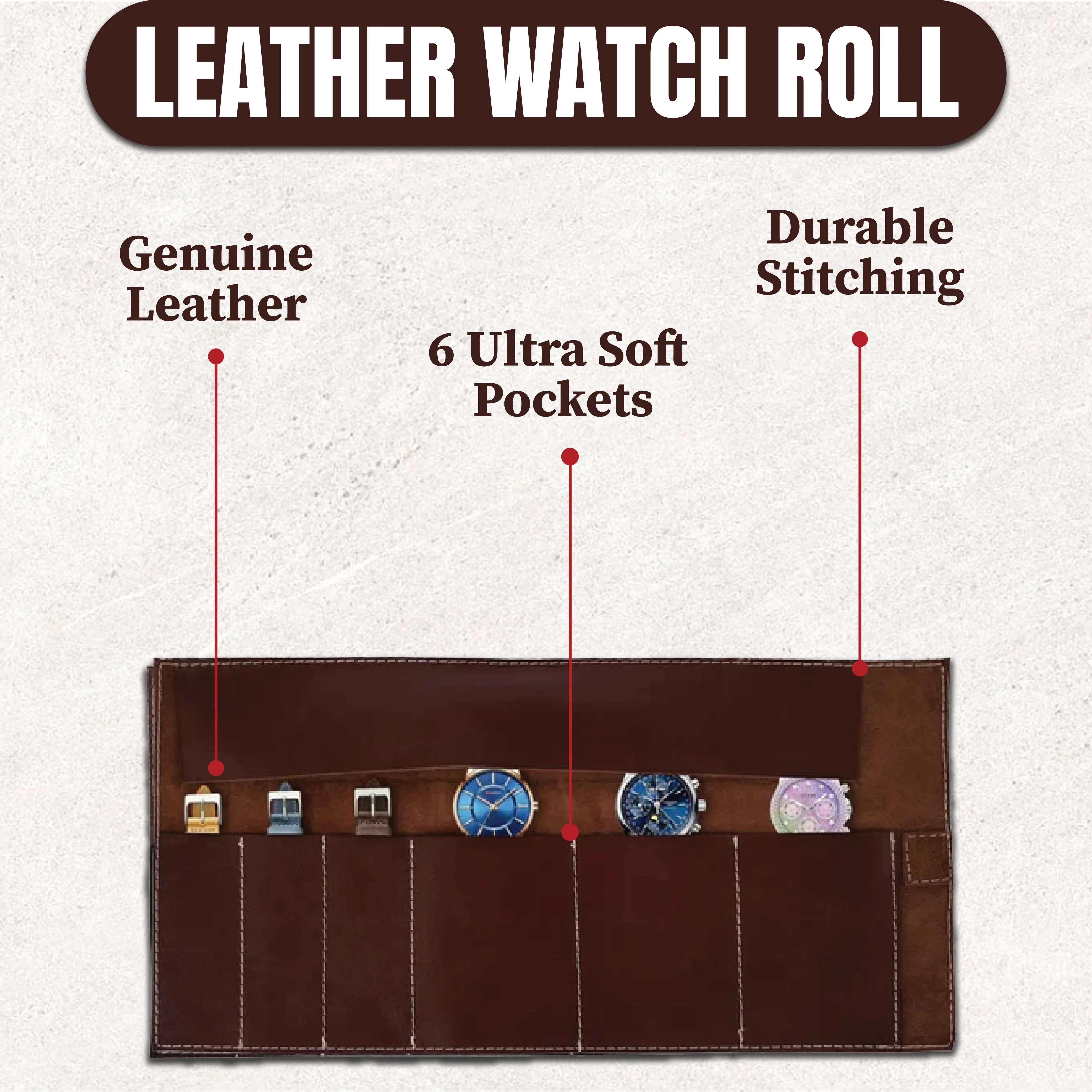 Country Durham Top Grain Leather roll for watch and strap case - Image 9