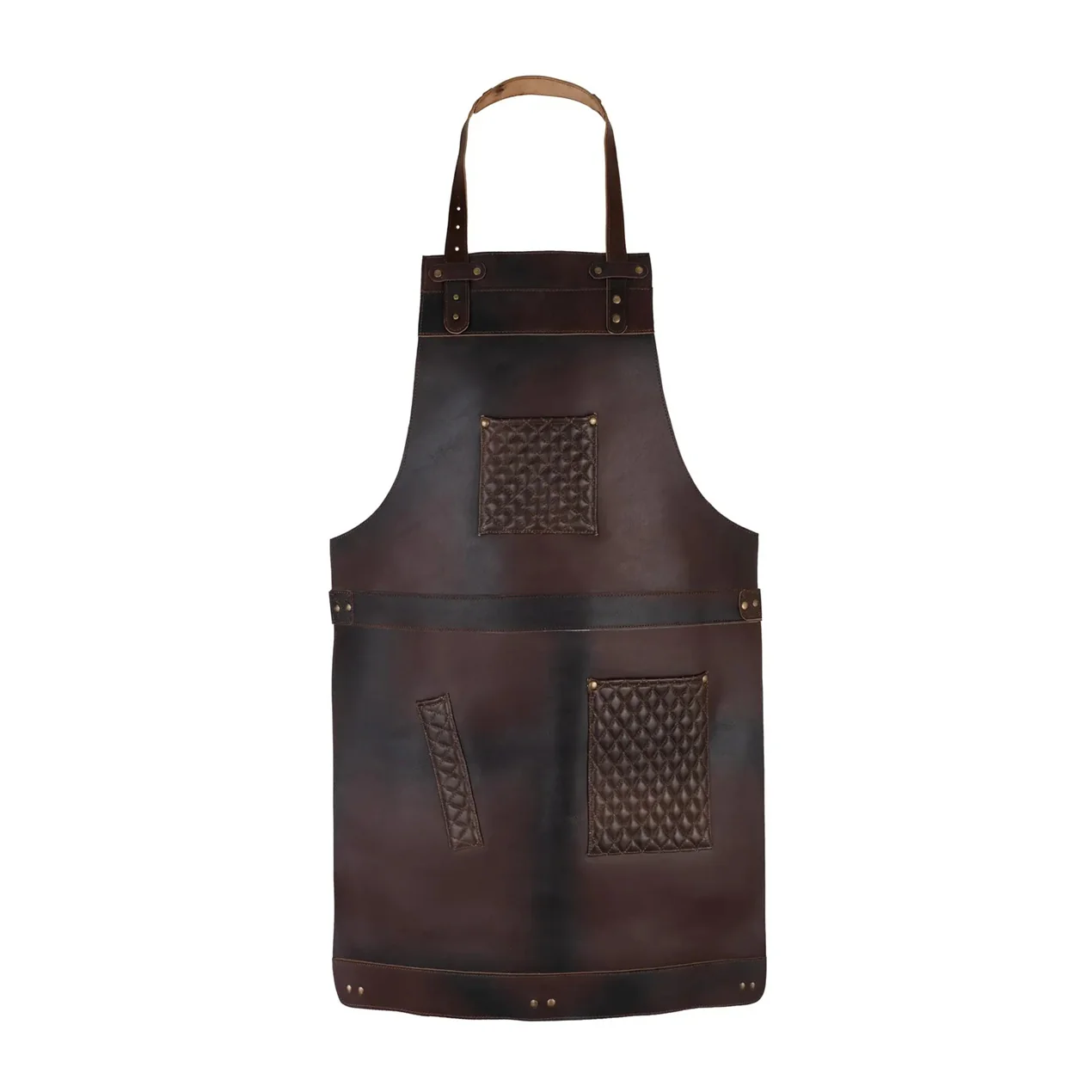 The City of London Leather Apron with handmade stitching on Leather pockets - Image 4