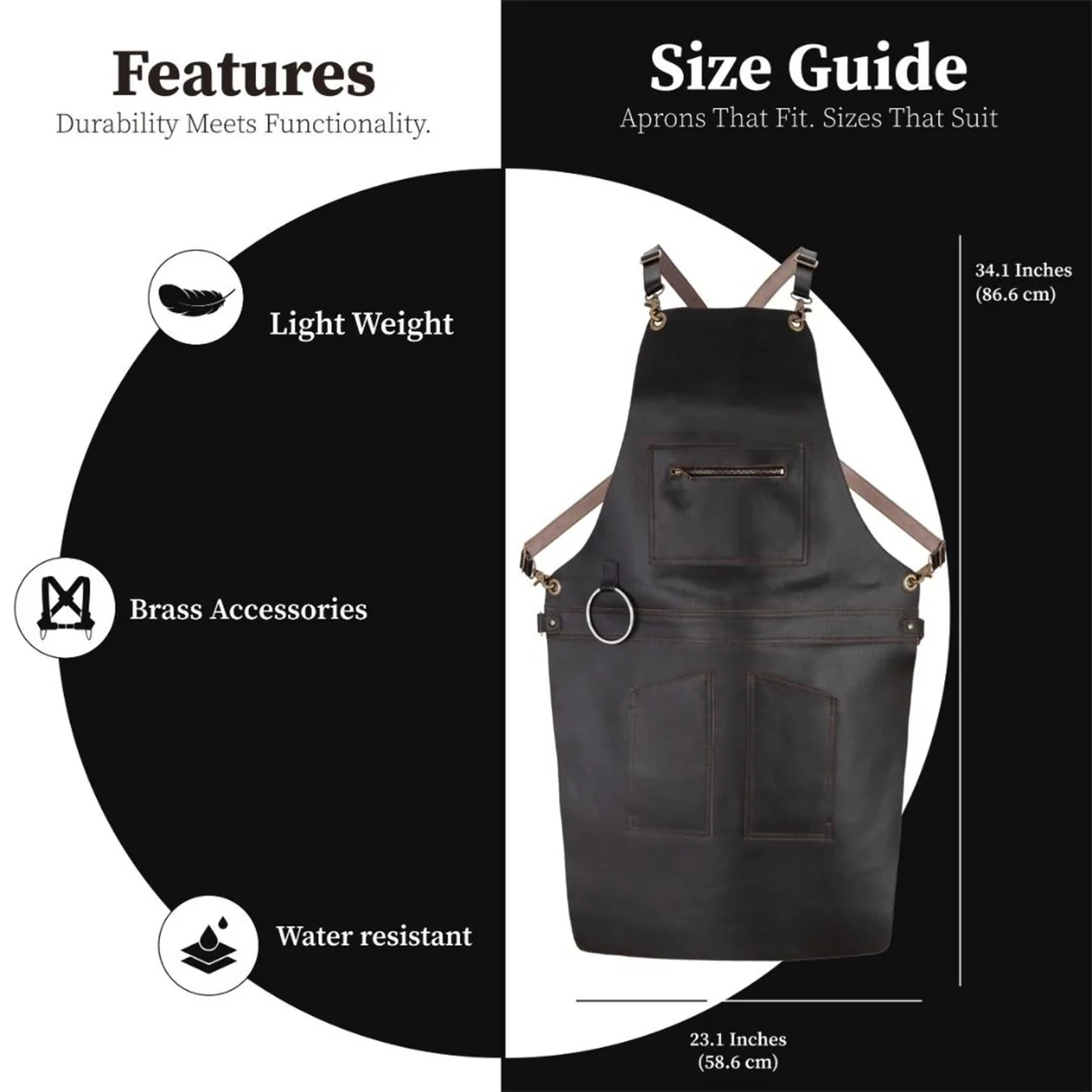 The City of London Full Grain Leather Apron with Zip - Image 10
