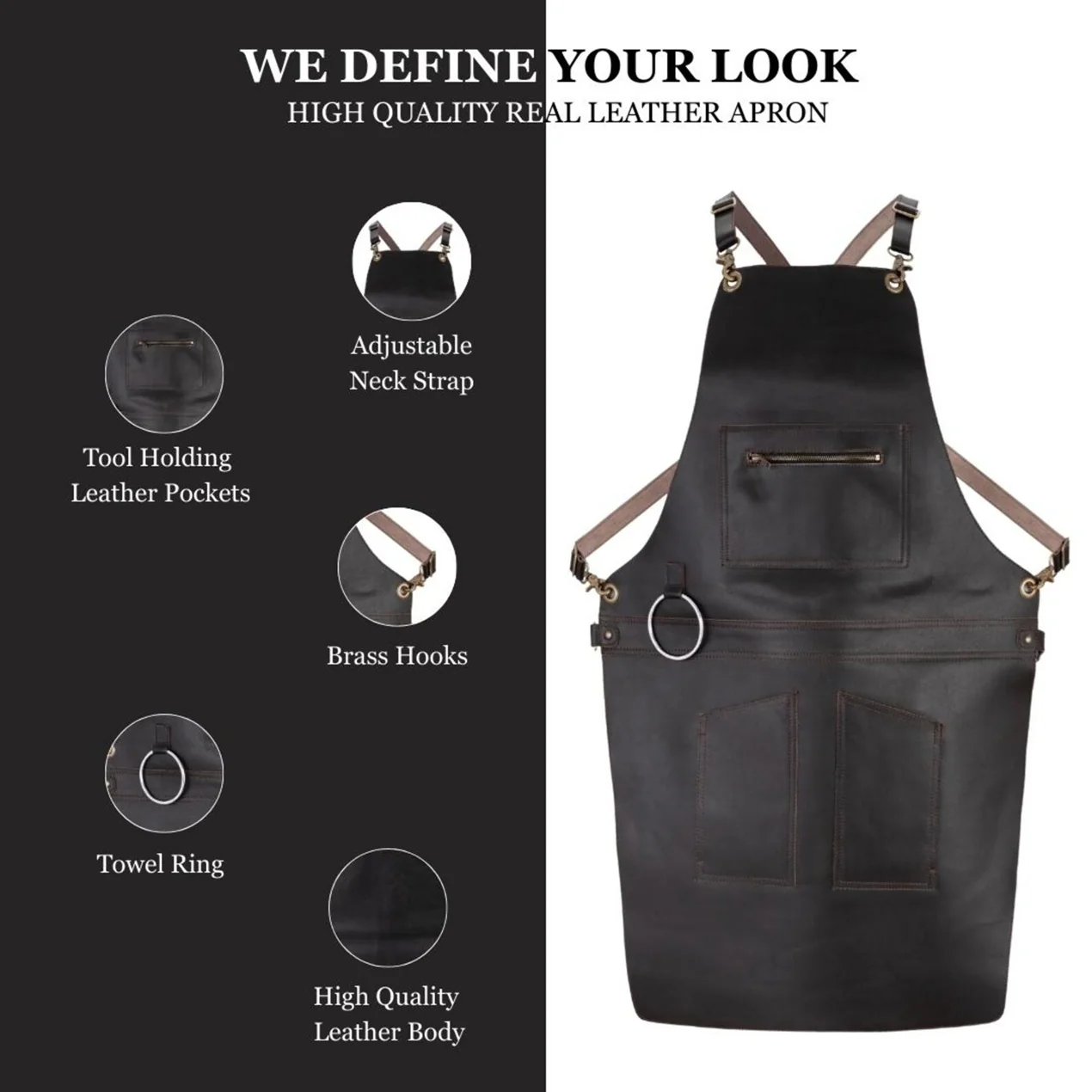 The City of London Full Grain Leather Apron with Zip - Image 11