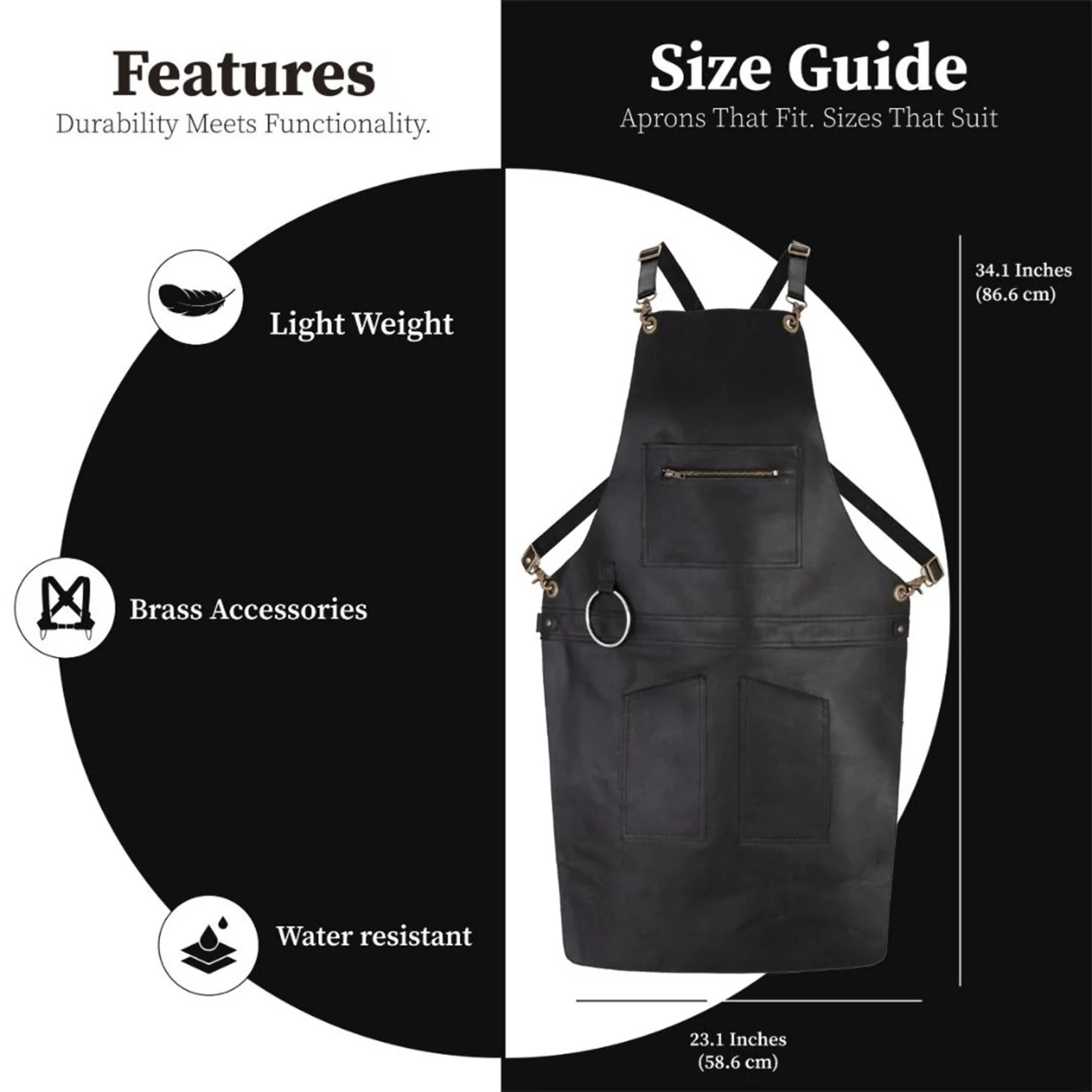 The City of London Full Grain Leather Apron with Zip - Image 13