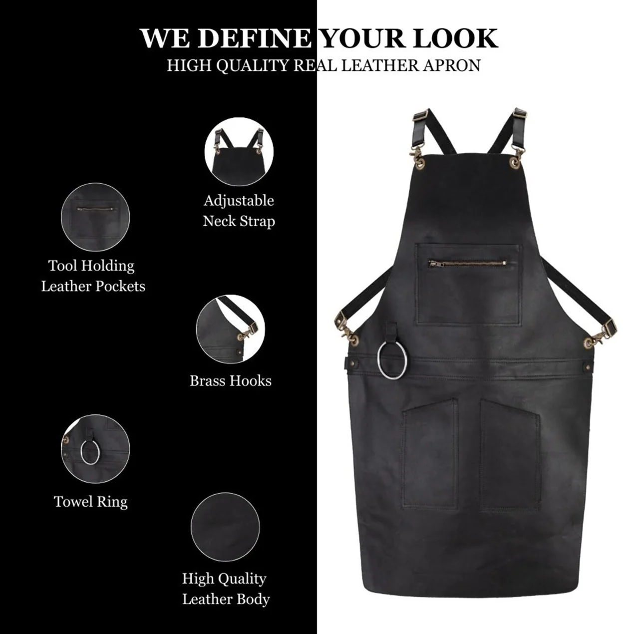 The City of London Full Grain Leather Apron with Zip - Image 14
