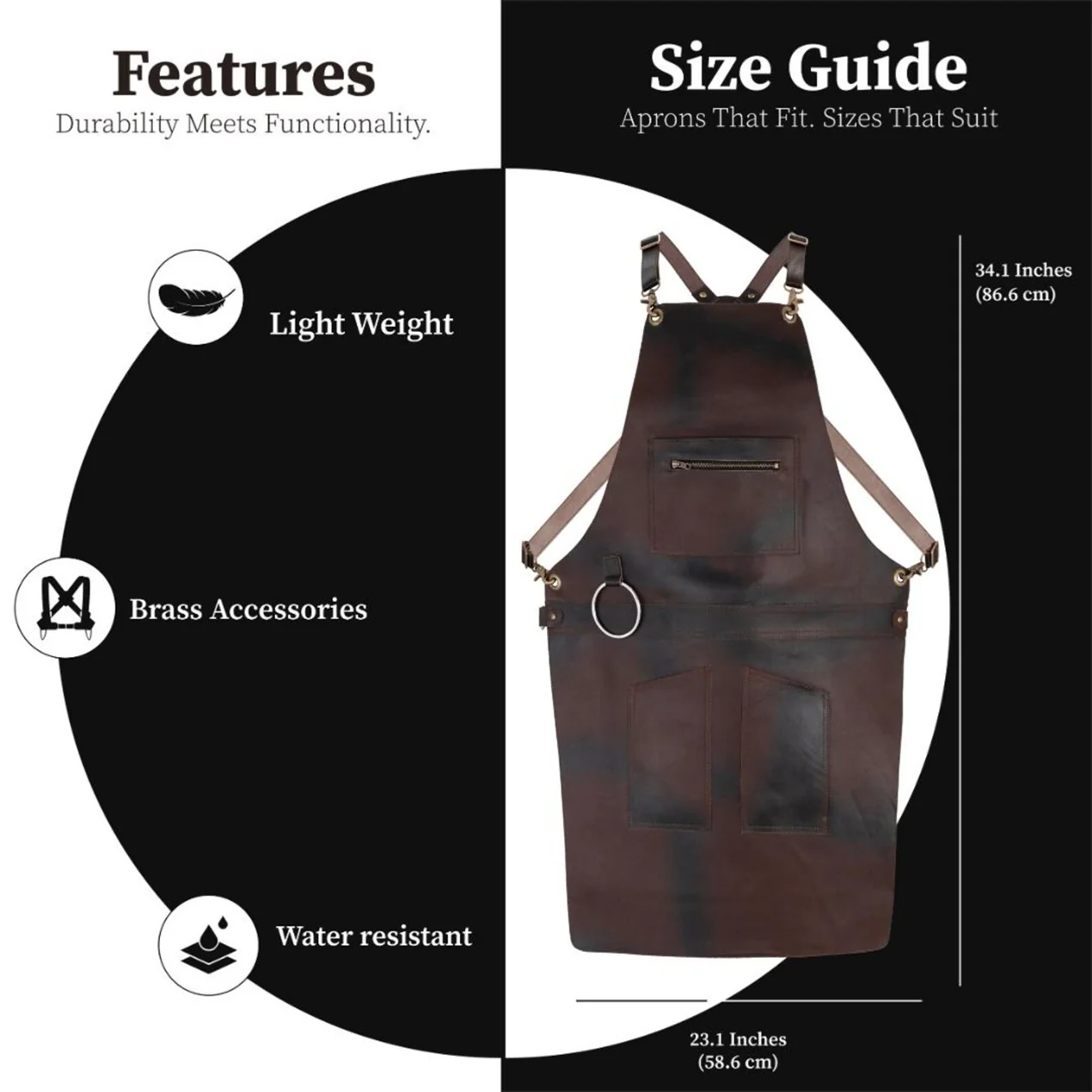 The City of London Full Grain Leather Apron with Zip - Image 4