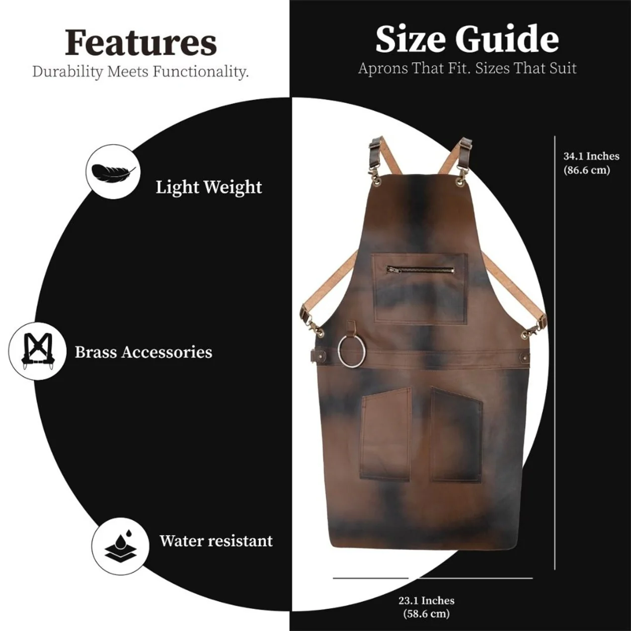 The City of London Full Grain Leather Apron with Zip - Image 7