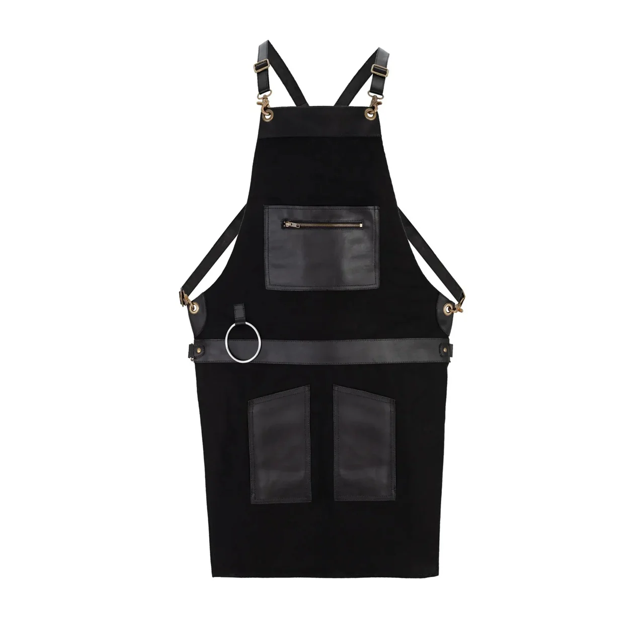 The Devon Canvas Apron with Zip Leather pocket