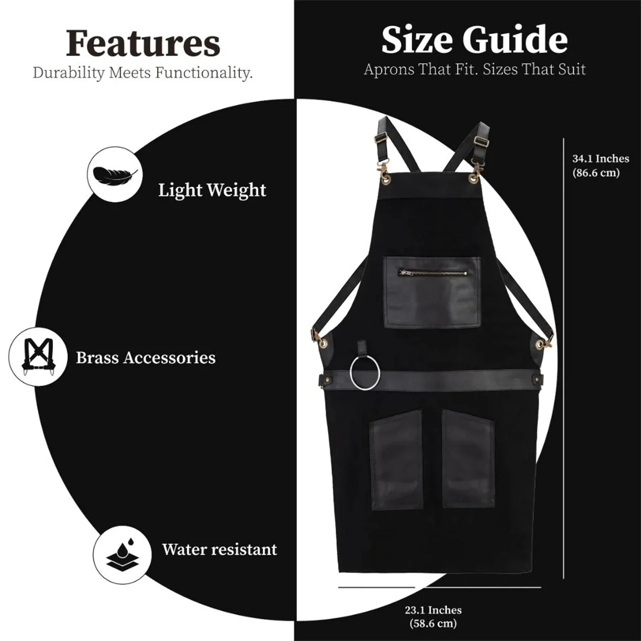 The Devon Canvas Apron with Zip Leather pocket - Image 3