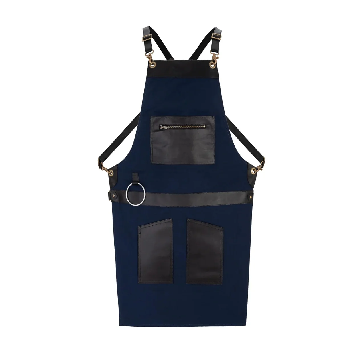The Devon Canvas Apron with Zip Leather pocket - Image 4