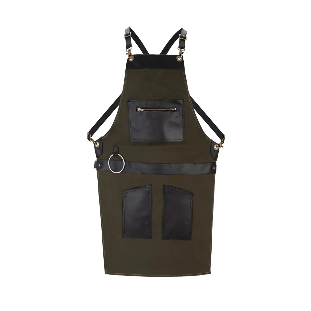 The Devon Canvas Apron with Zip Leather pocket - Image 5