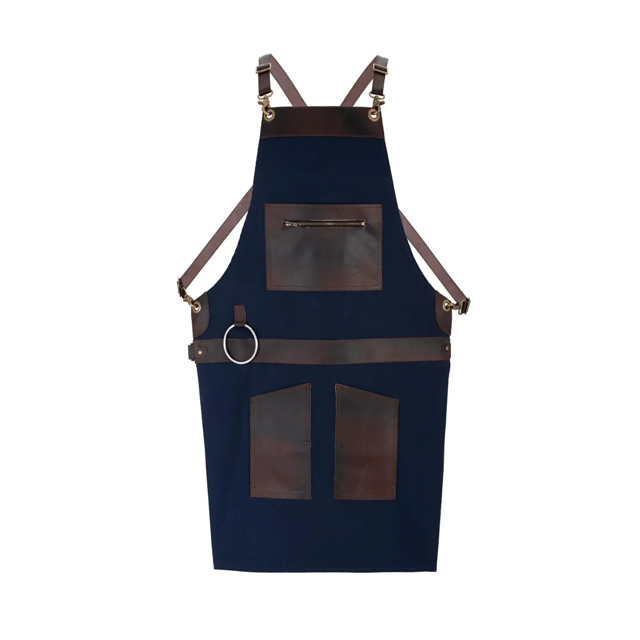 The City of London Canvas Apron with Zip Leather pocket - Image 4