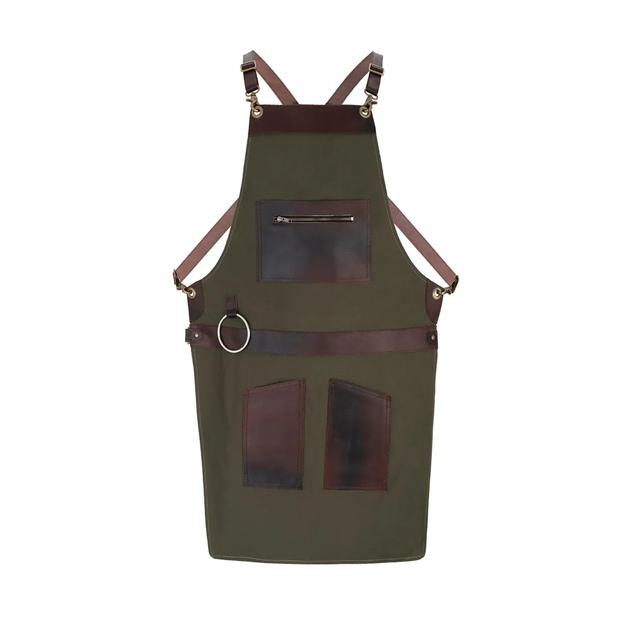 The City of London Canvas Apron with Zip Leather pocket - Image 7