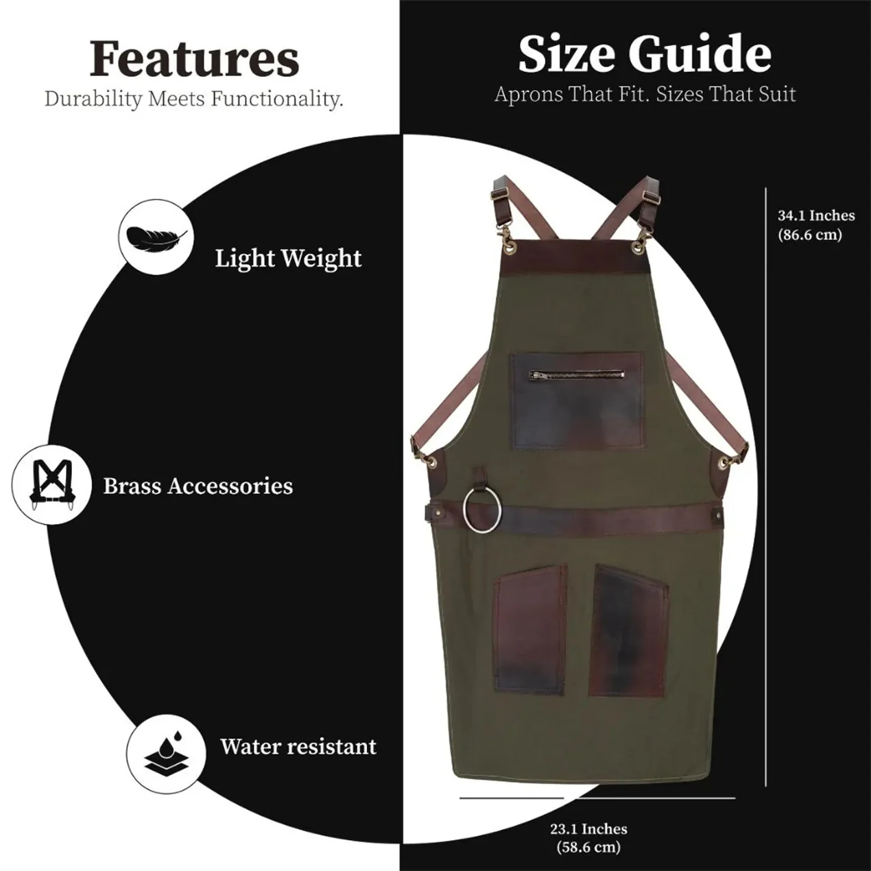 The City of London Canvas Apron with Zip Leather pocket - Image 9