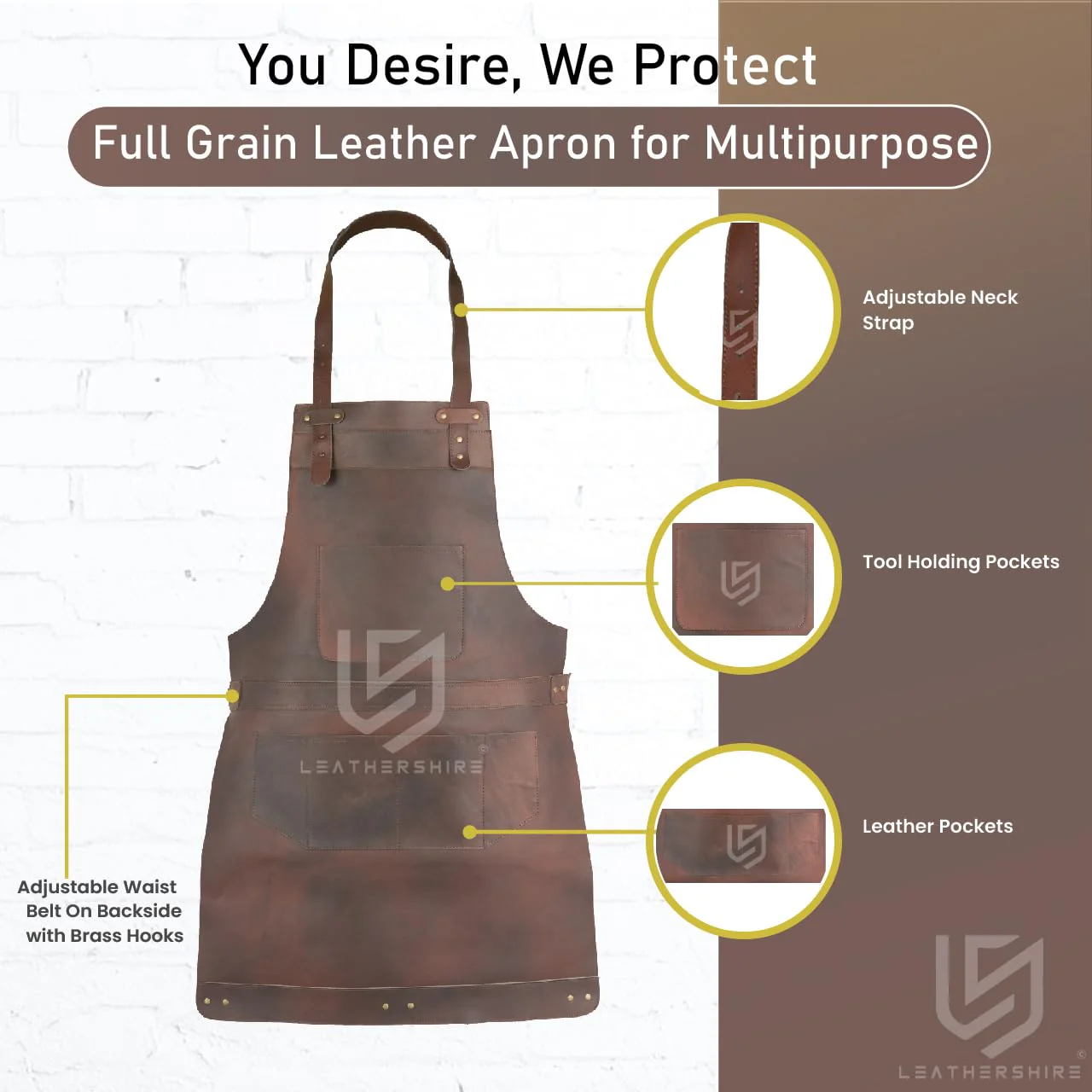 The Devon Full Grain Leather Apron - Image 3