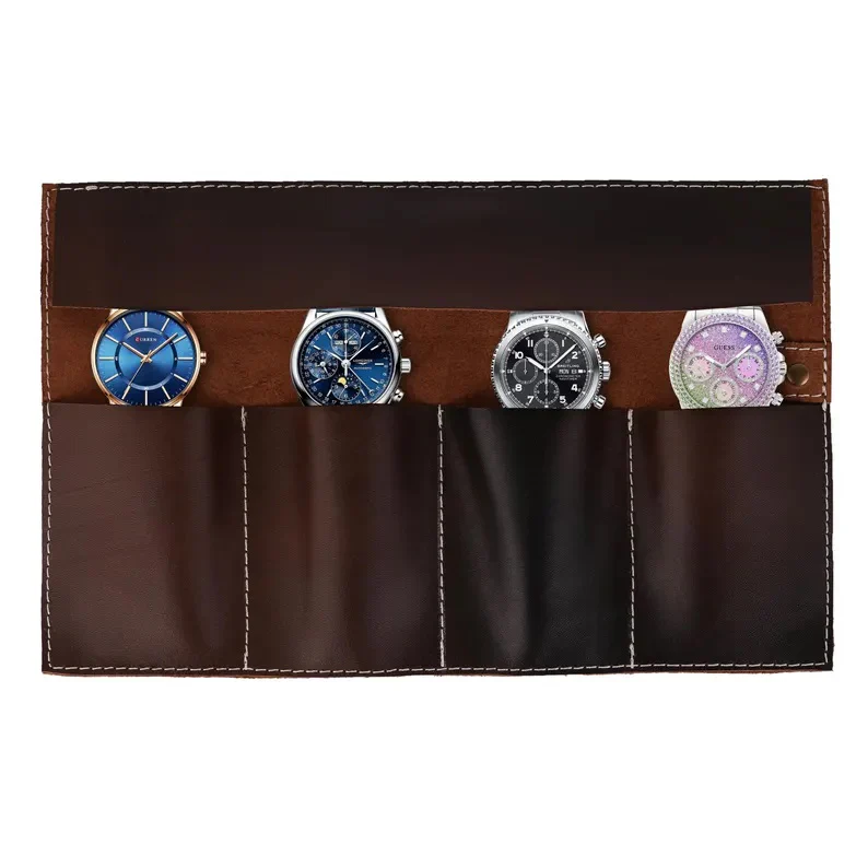 The Surrey Distressed Brown Watch Roll for Travel & Storage Box - Image 2