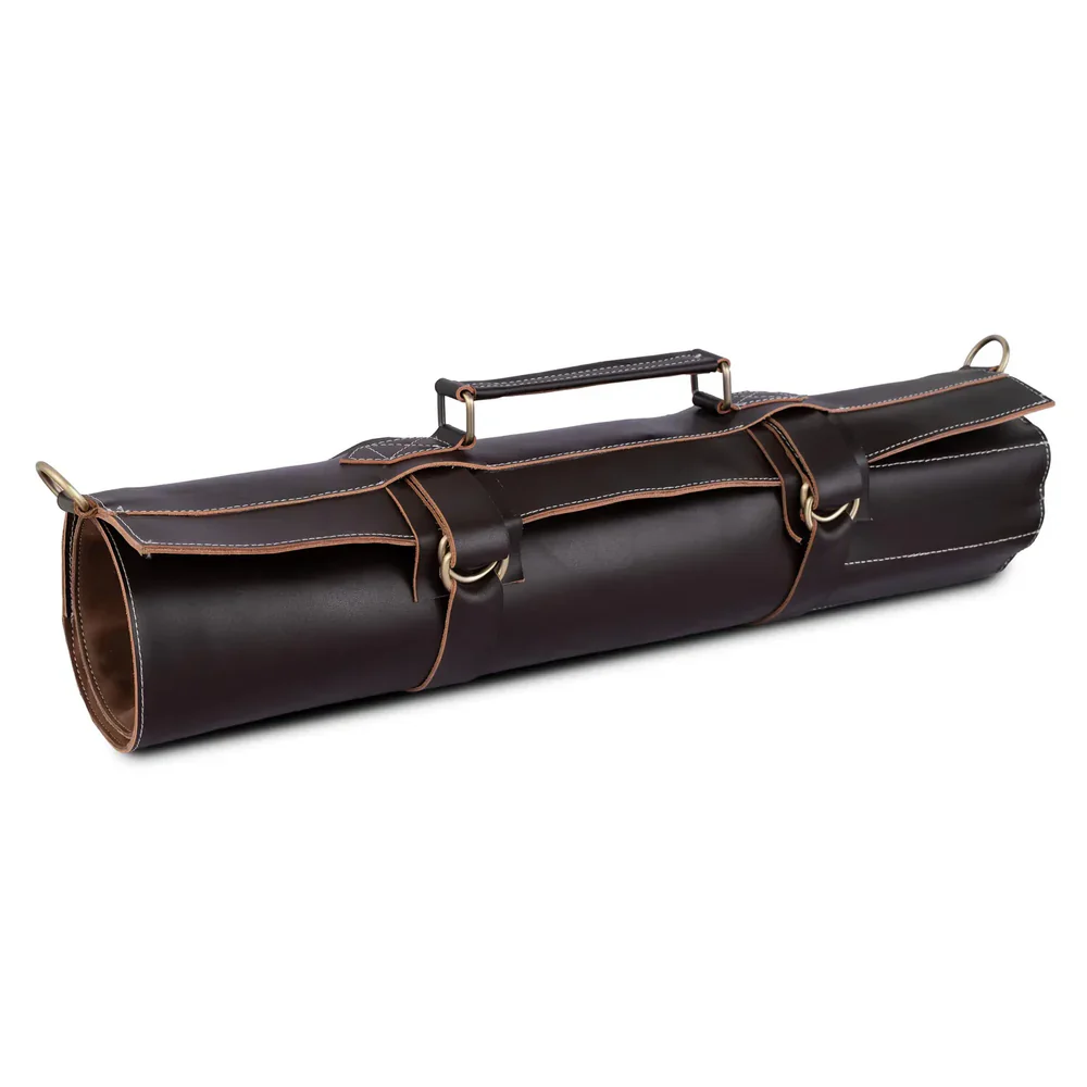 The Dorset Full Grain 11 Pocket Handmade Choco Brown Leather Knife Roll - Image 4