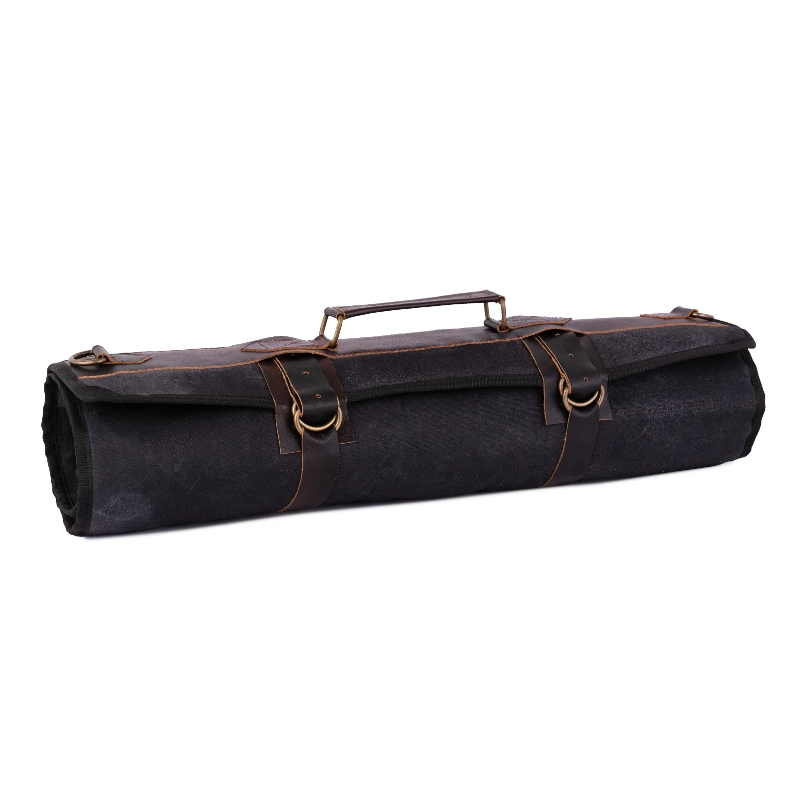Waxed Black Leather Canvas apron and Roll with Cap and Mitts Gift Set - Image 8