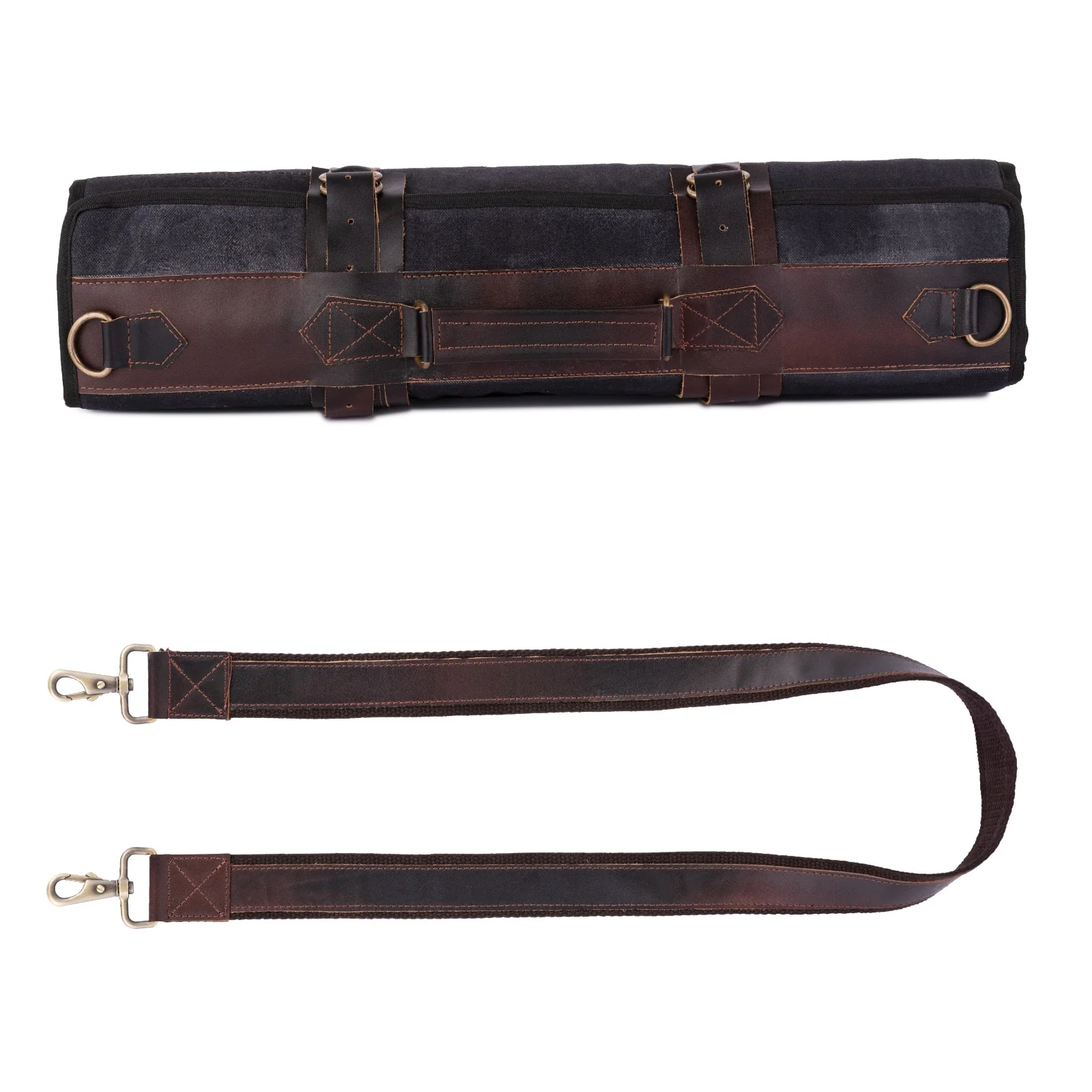 Waxed Black Leather Canvas apron and Roll with Cap and Mitts Gift Set - Image 9