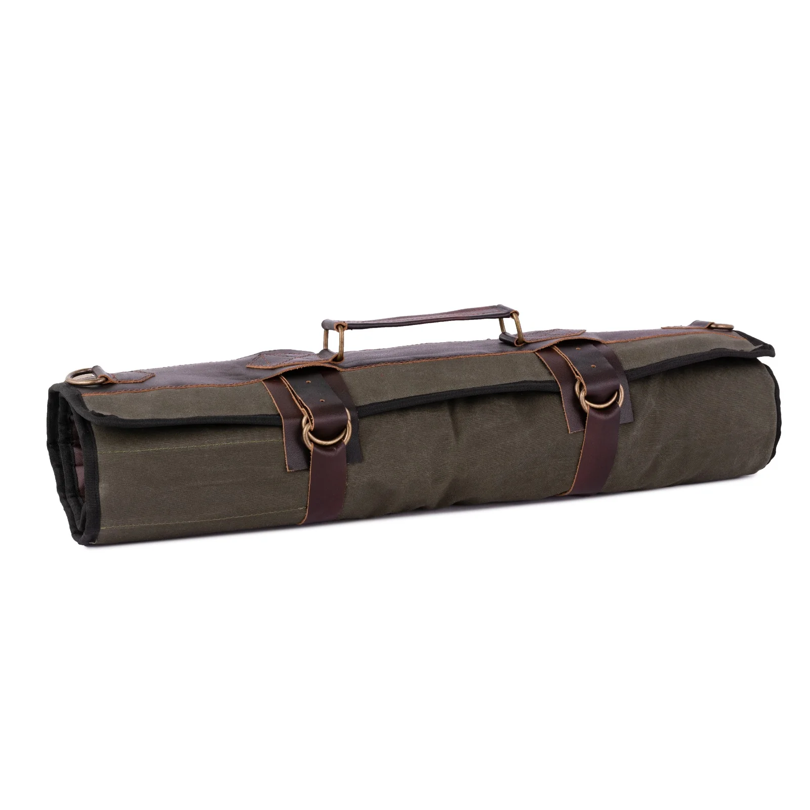 Waxed Green Leather Canvas apron and Roll with Cap Gift Set - Image 6