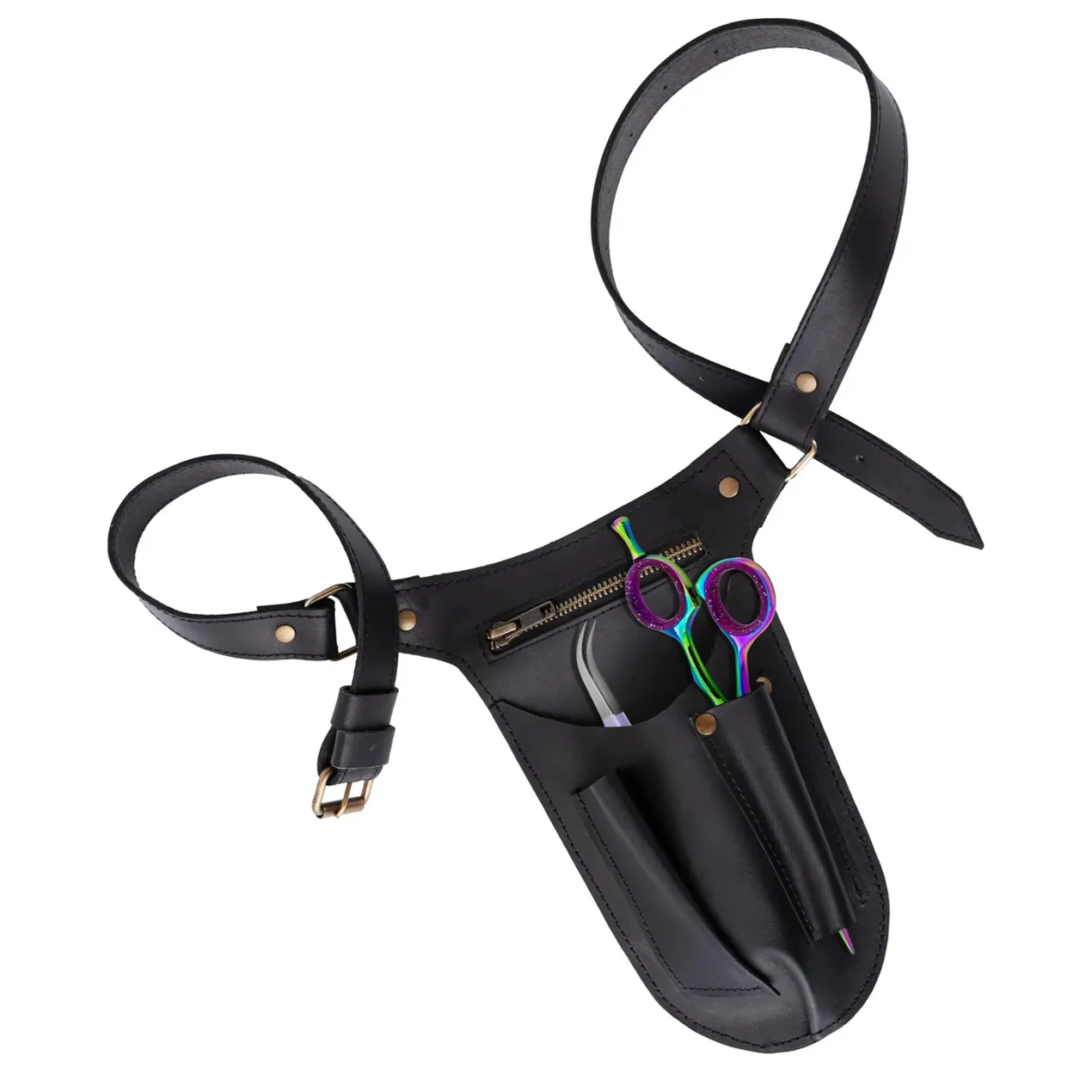 The Essex Black Gardener & Hair Artist Stylish Leather Tool Belt - Image 3