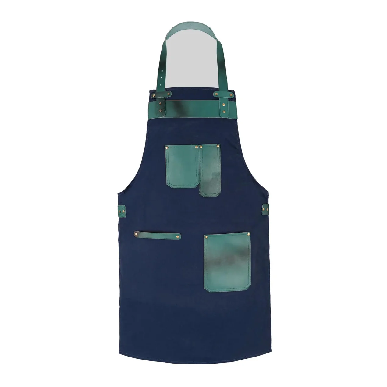 The Essex Canvas Green Handmade Leather Pocket Apron - Image 5
