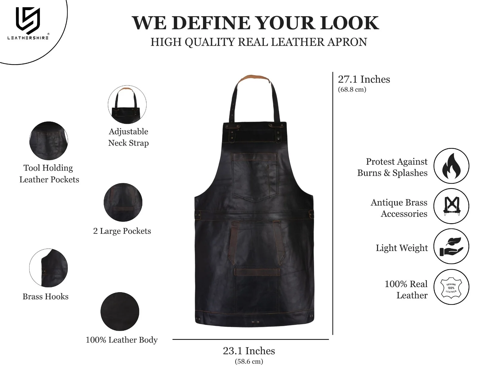 The Essex Full Grain Handmade Leather Apron - Image 2