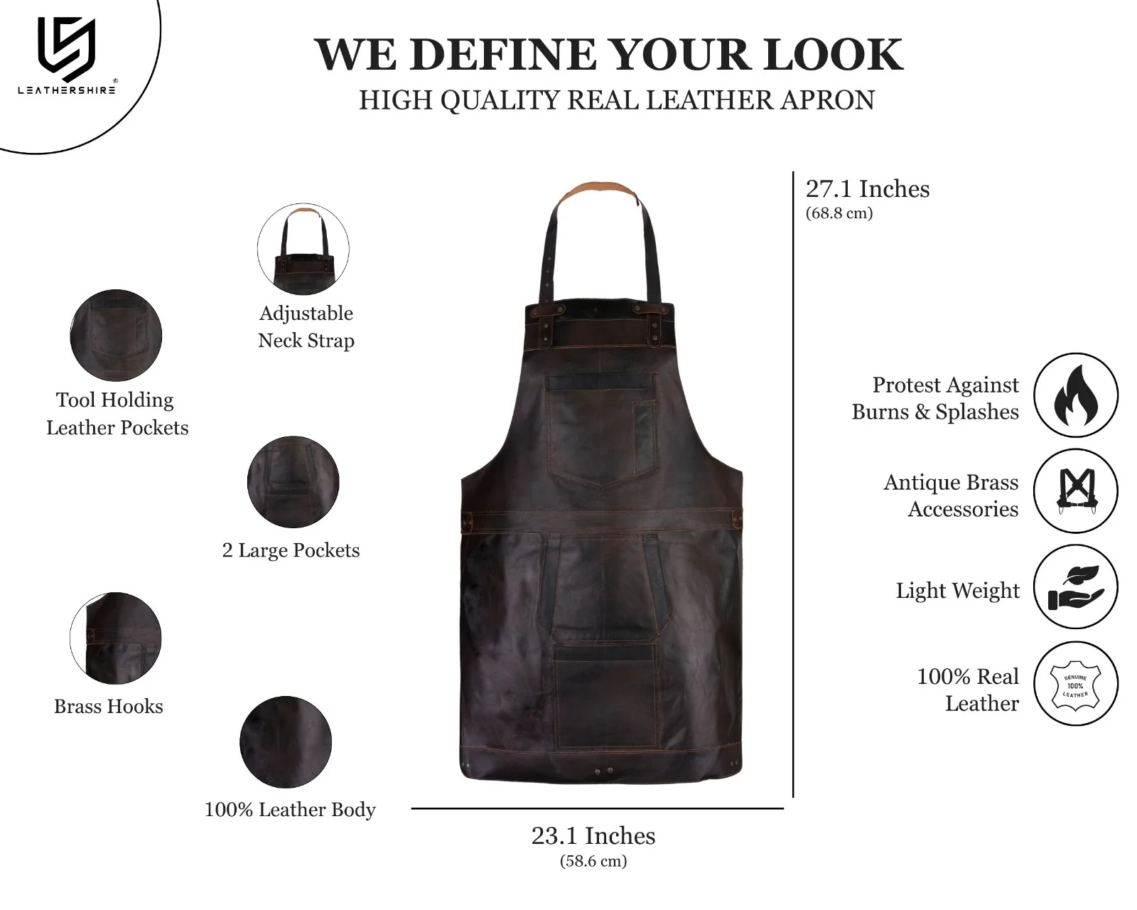 The Essex Full Grain Handmade Leather Apron - Image 4