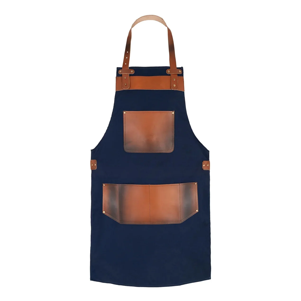 The Essex Full Grain Handmade Brown Leather Pocket Canvas Apron - Image 3