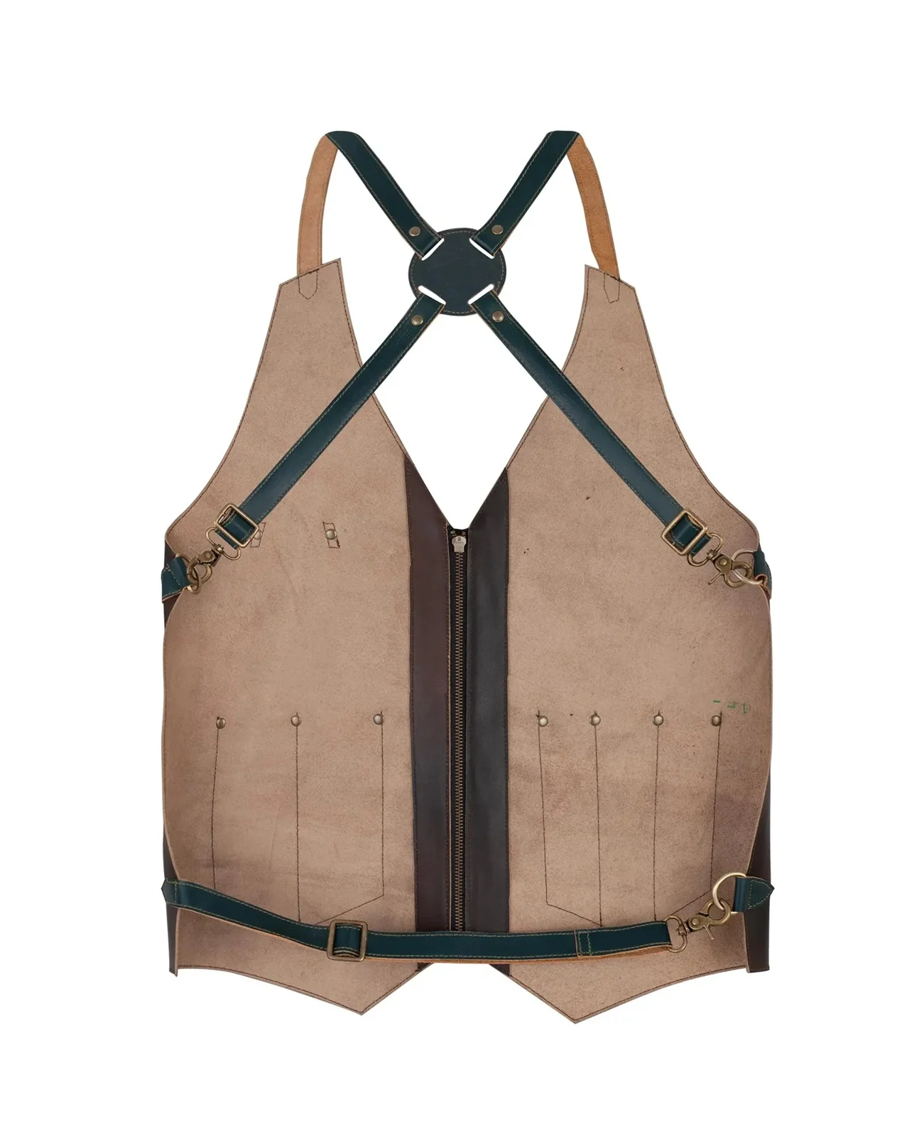 The Essex Chocolate Brown Rivet Leather Vest for Barbers and Bartenders - Image 3