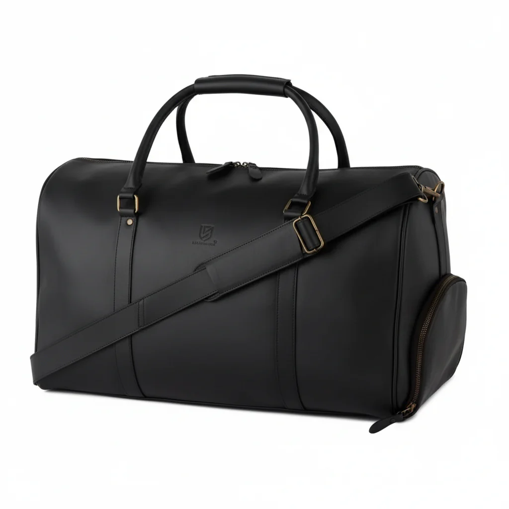 The Ultimate Travel Kit (3-in-1) Black Leather Duffle Bag with Leather Shaving Bag & Leather Journal - Image 2