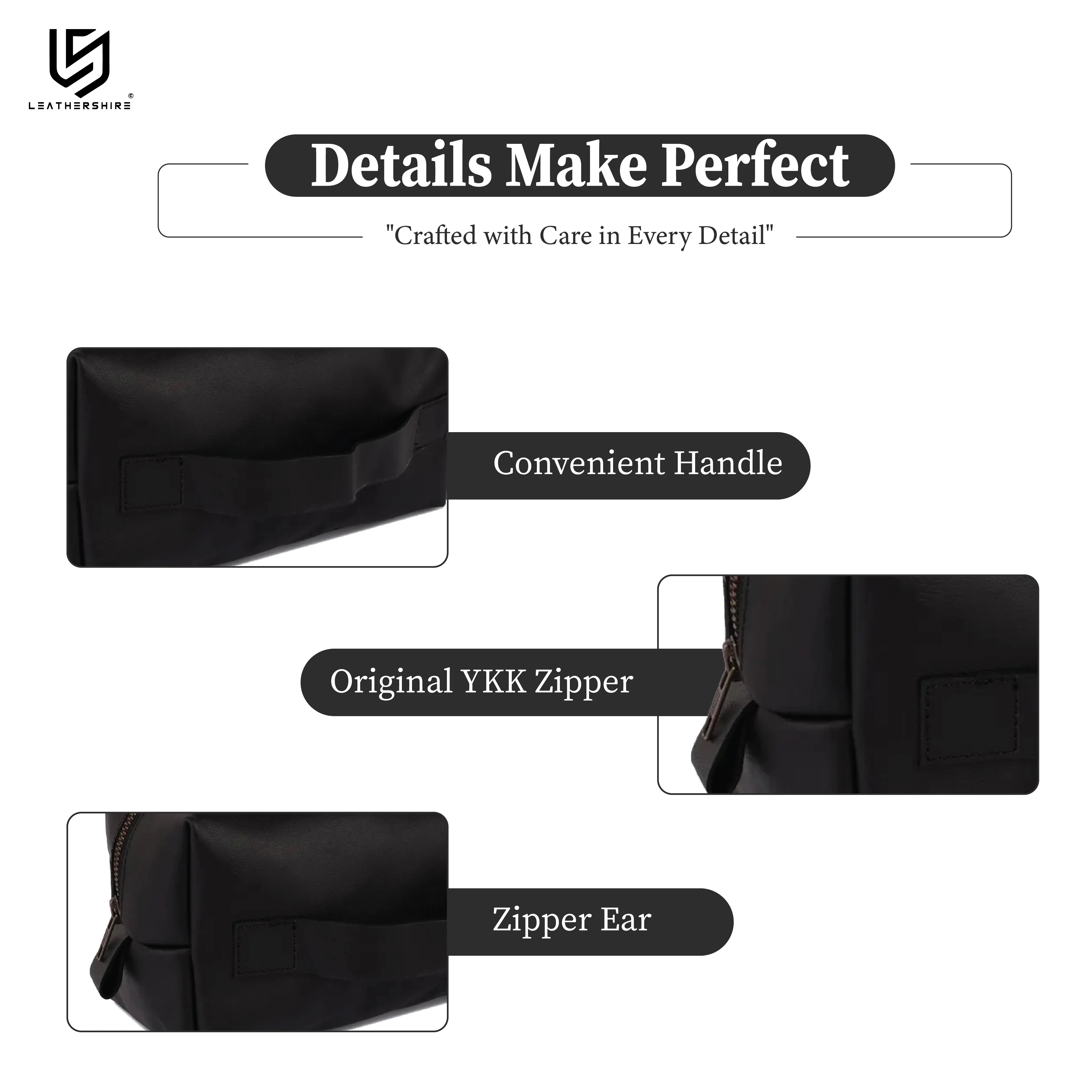 The Ultimate Travel Kit (3-in-1) Black Leather Duffle Bag with Leather Shaving Bag & Leather Journal - Image 8