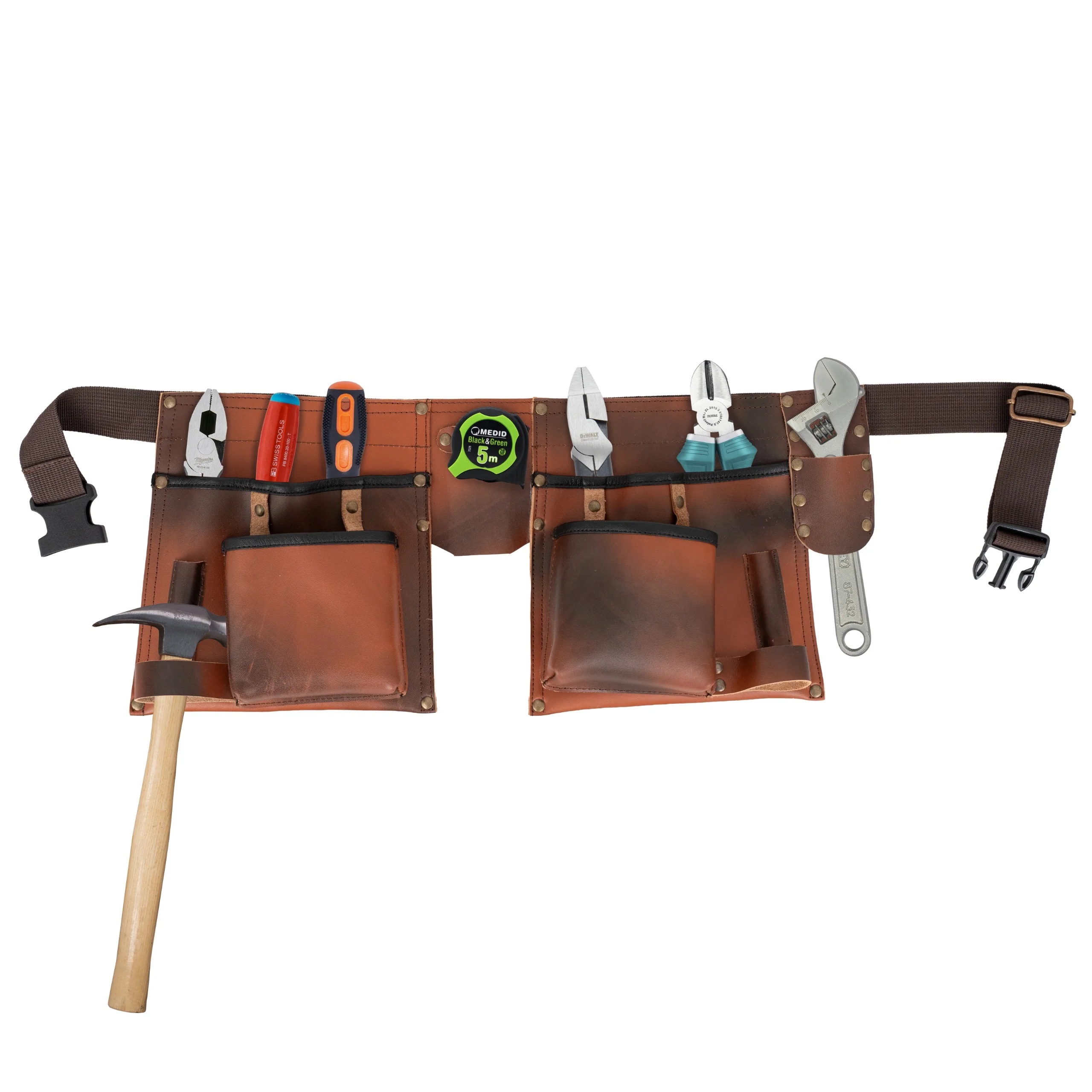 The Chef Pro Deluxe Set (4-in-1) Tan Brown Crossbody Leather Apron with Leather Knife Roll & Leather Tool Belt & leather Mitts - Image 12